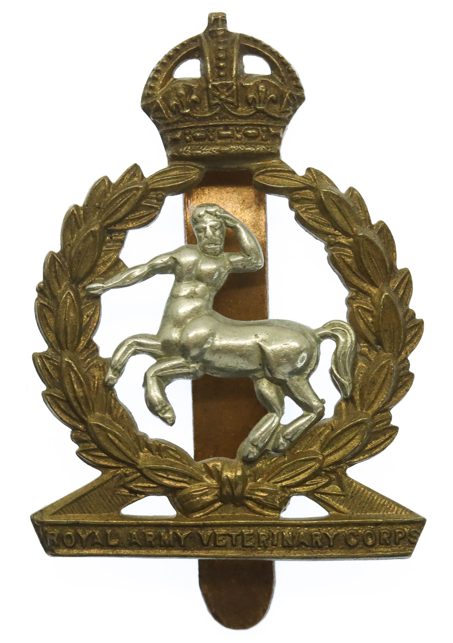 Royal Army Veterinary Corps (R.A.V.C.) Bi-Metal Cap Badge - King's Crown