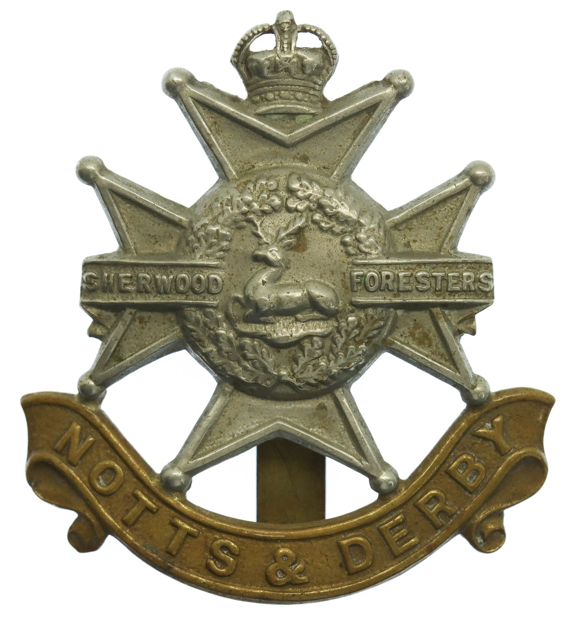 Notts & Derby Regiment (Sherwood Foresters) Cap Badge - King's Crown