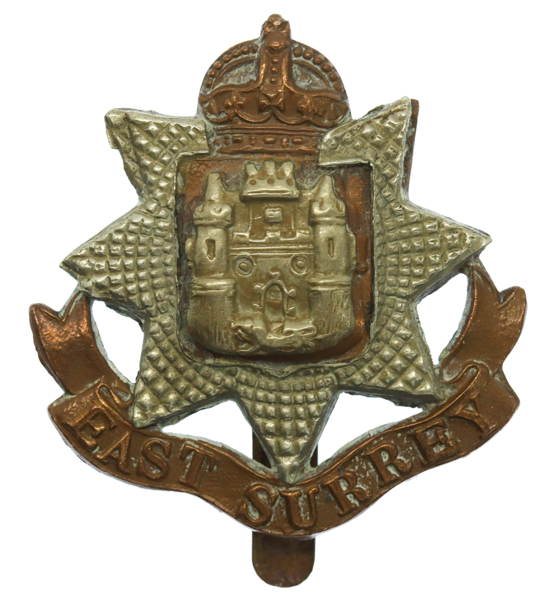 East Surrey Regiment Cap Badge - King's Crown