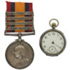 Queen's South Africa Medal (4 Clasps - Cape Colony, Orange Free State, Transvaal, South Africa 1901) - Pte. T. McCall, 2nd Bn. Lincolnshire Regiment