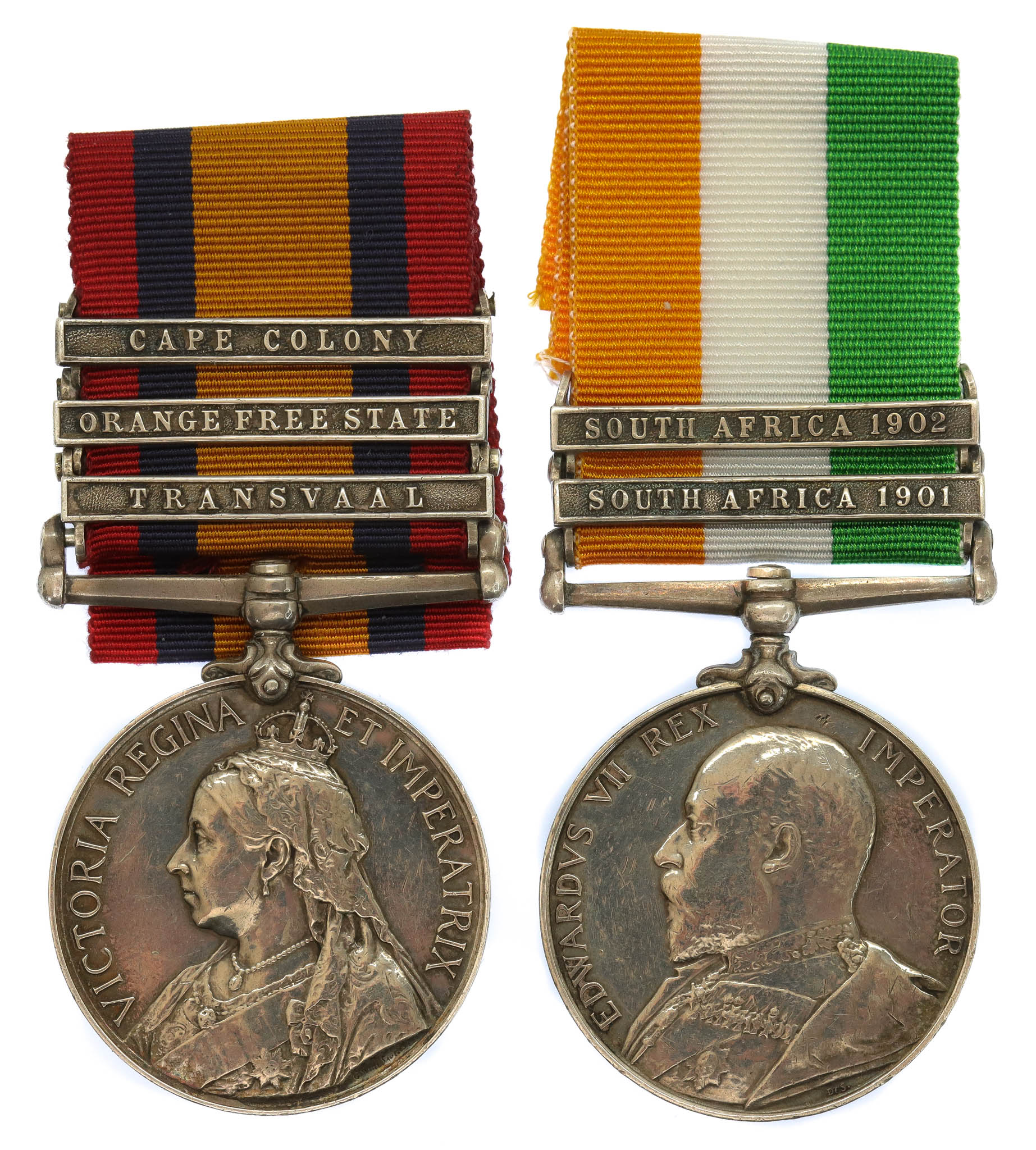 Queen's South Africa Medal (Clasps - Transvaal, Orange Free State, Cape Colony) & King's South Africa Medal (Clasps - South Africa 1901, South Africa 1902) Pair - Pte. H.L. Pike, 2nd Bn. Lincolnshire Regiment & South African Constabulary