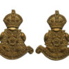 Pair of Yorkshire Dragoons Collar Badges - King's Crown