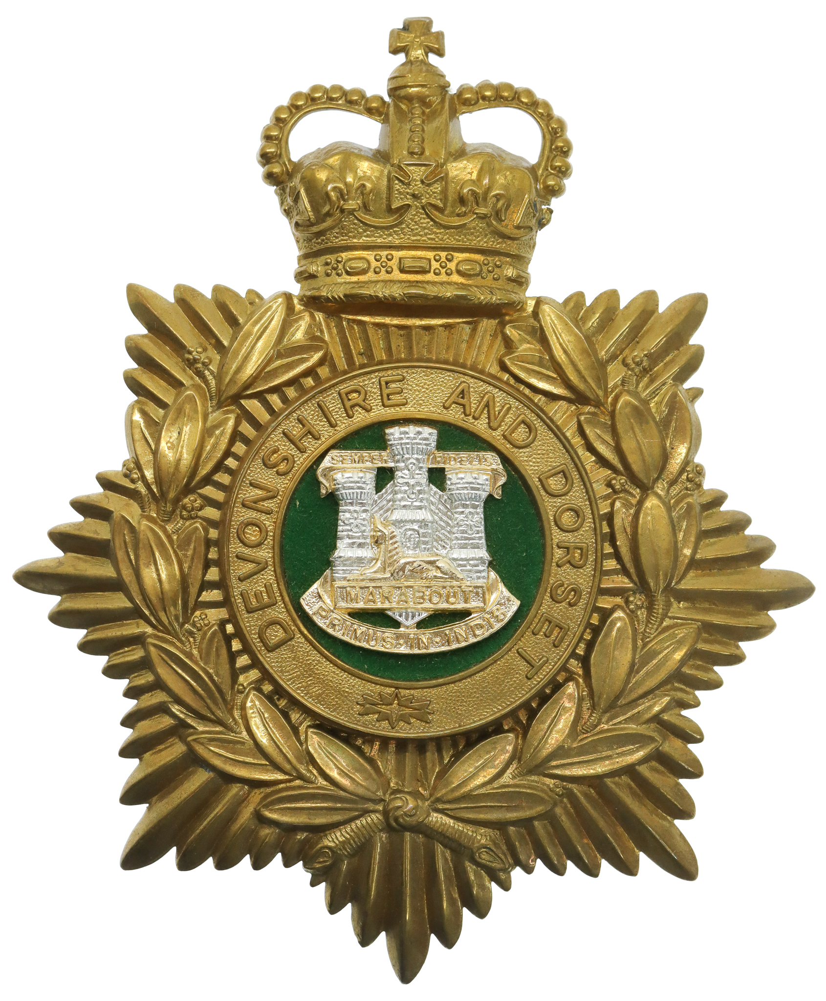 Devonshire and Dorset Regiment Helmet Plate - Queen's Crown