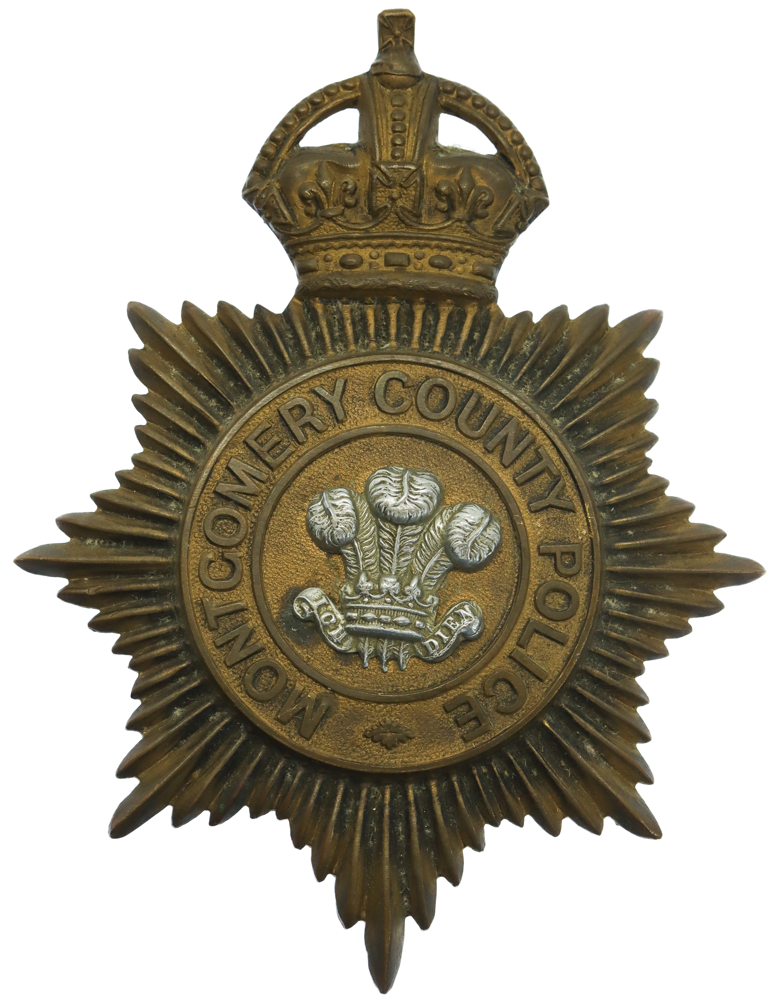 Montgomery County Police Helmet Plate - King's Crown (Missing One Lug)
