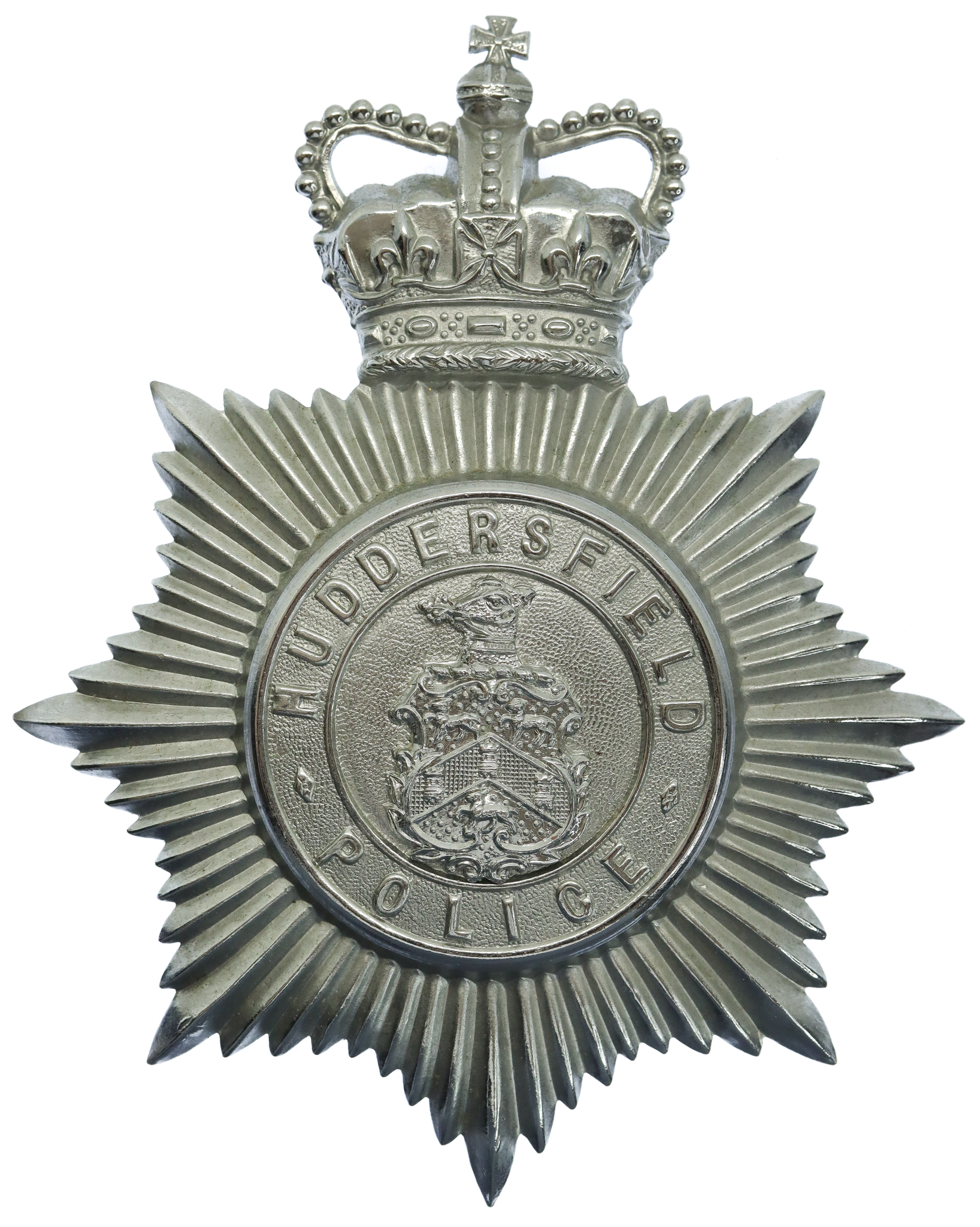 Huddersfield Police Helmet Plate - Queen's Crown