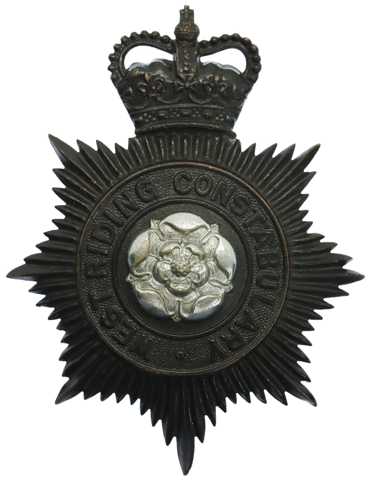West Riding Constabulary Night Helmet Plate - Queen's Crown