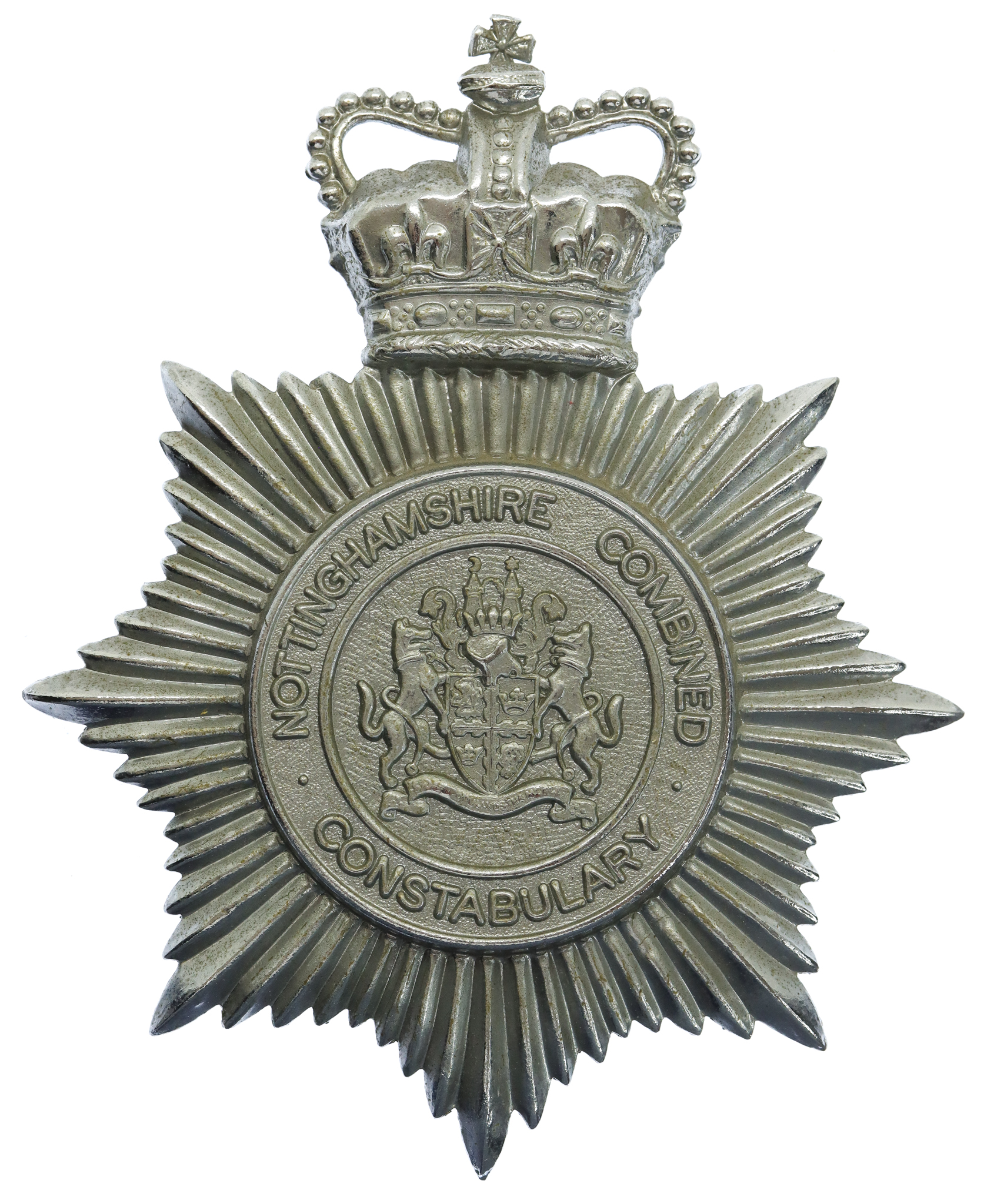 Nottinghamshire Combined Constabulary Helmet Plate - Queen's Crown