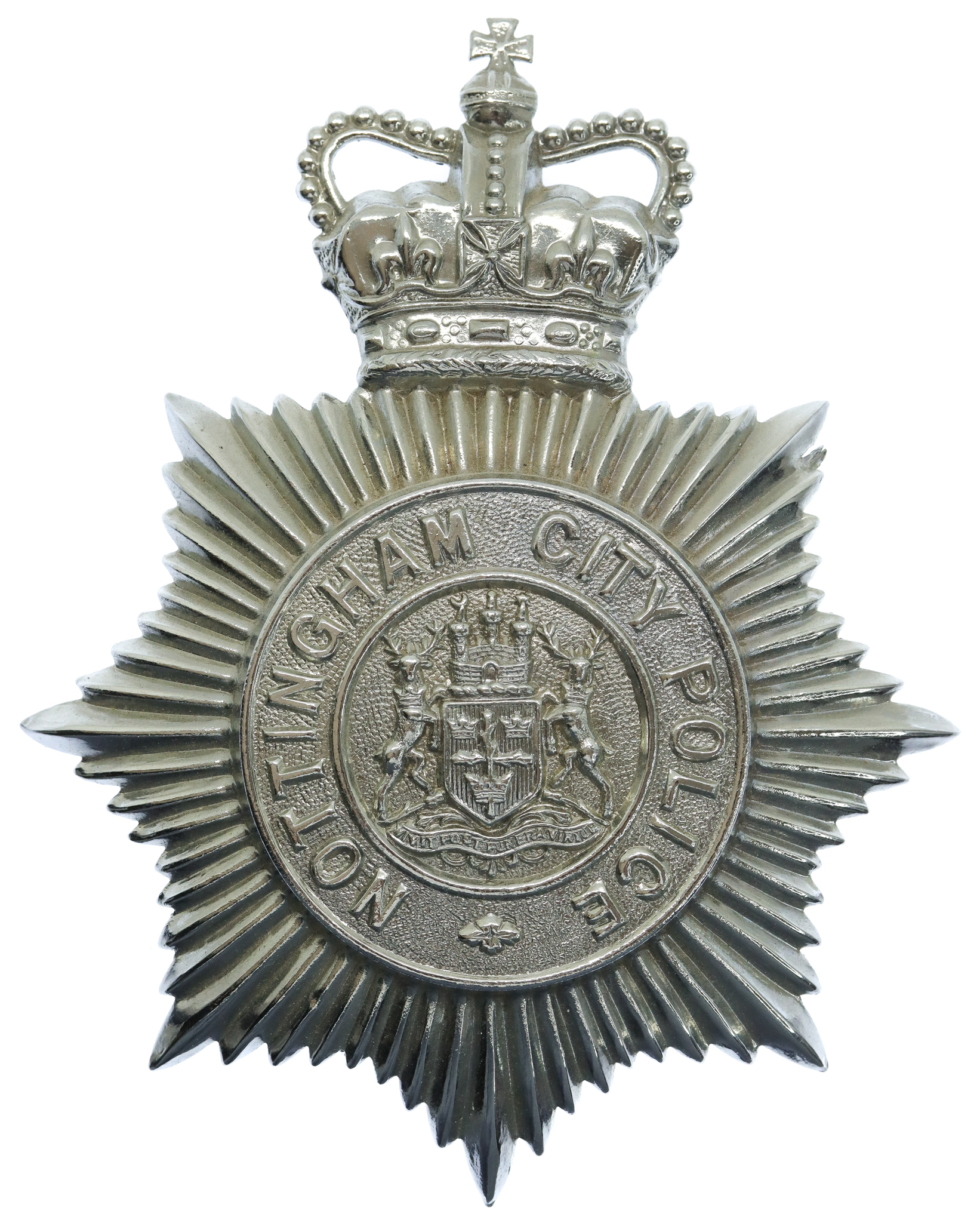 Nottingham City Police Helmet Plate - Queen's Crown