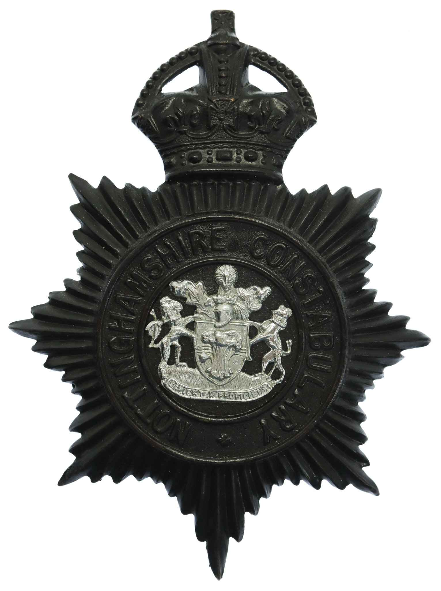 Nottinghamshire Constabulary Night Helmet Plate - King's Crown