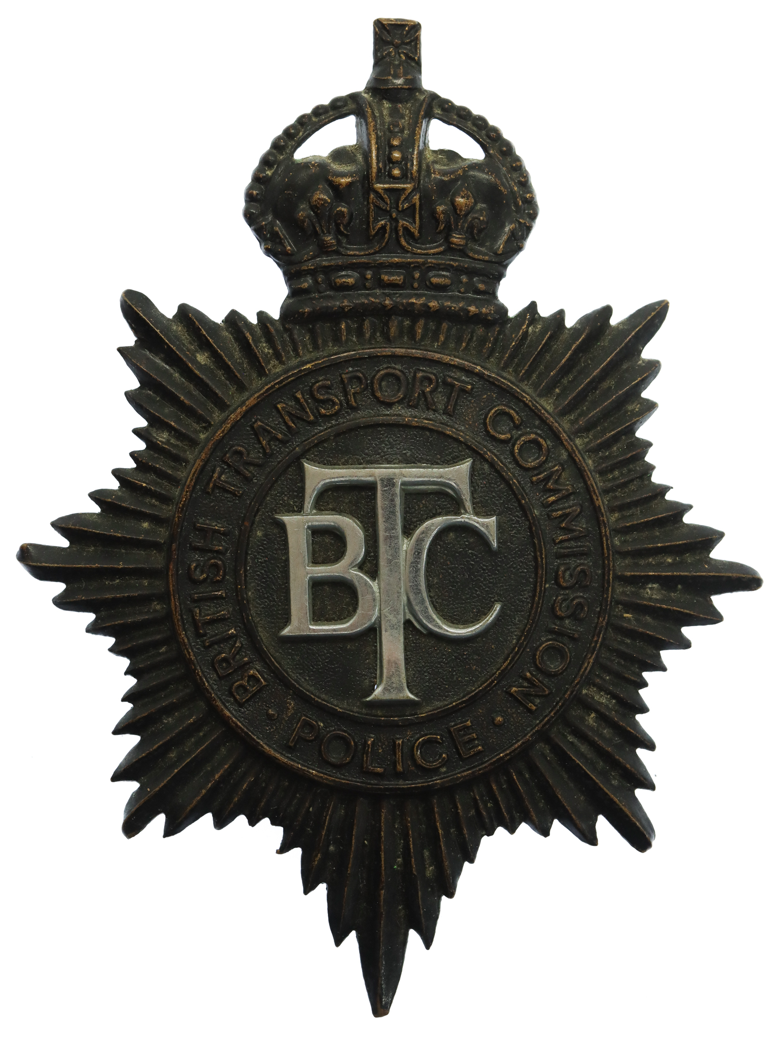 British Transport Commission (B.T.C.) Police Helmet Plate - King's Crown