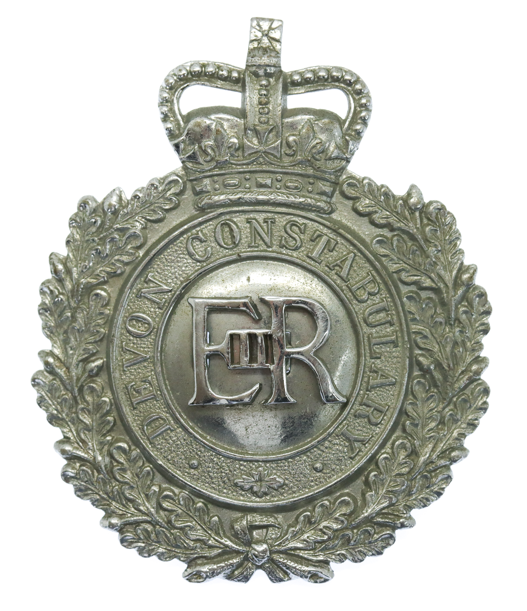 Devon Constabulary Wreath Helmet Plate - Queen's Crown