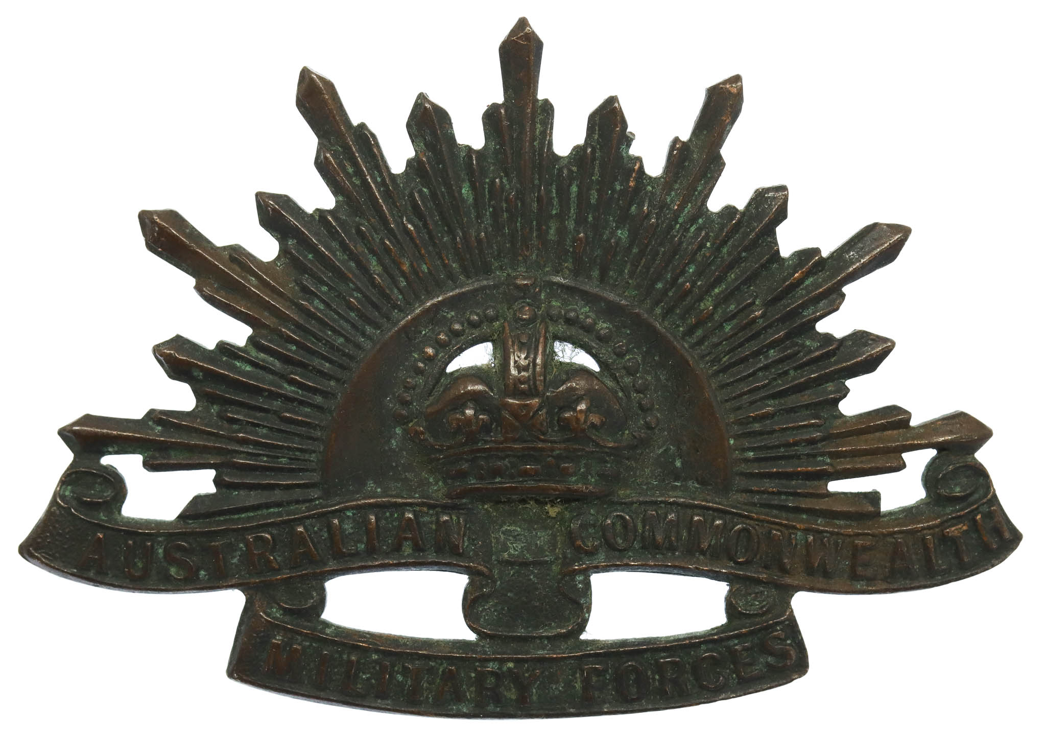 Australian Commonwealth Military Forces Slouch Hat Badge - King's Crown