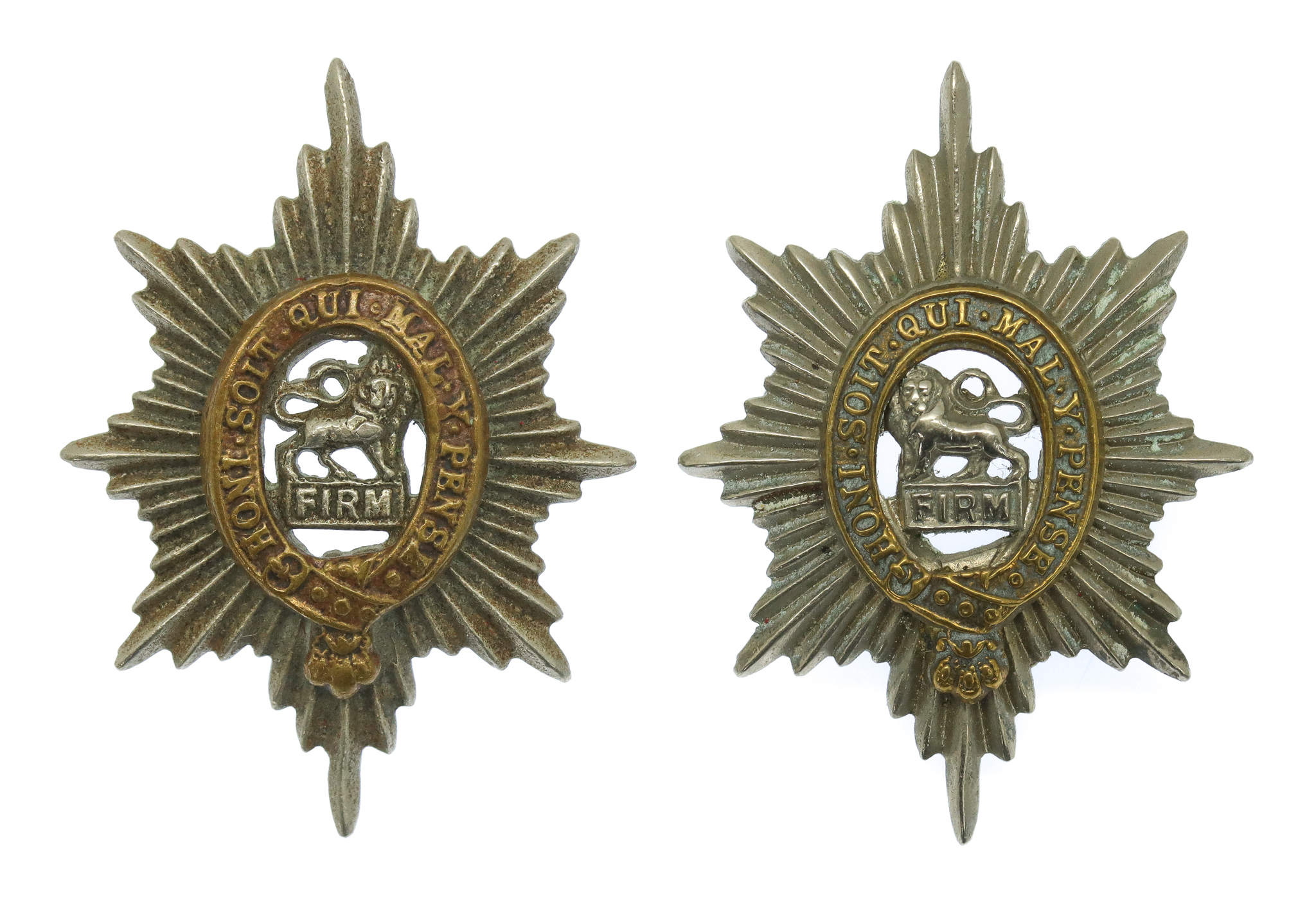 Pair of Worcestershire Regiment Bi-Metal Collar Badges