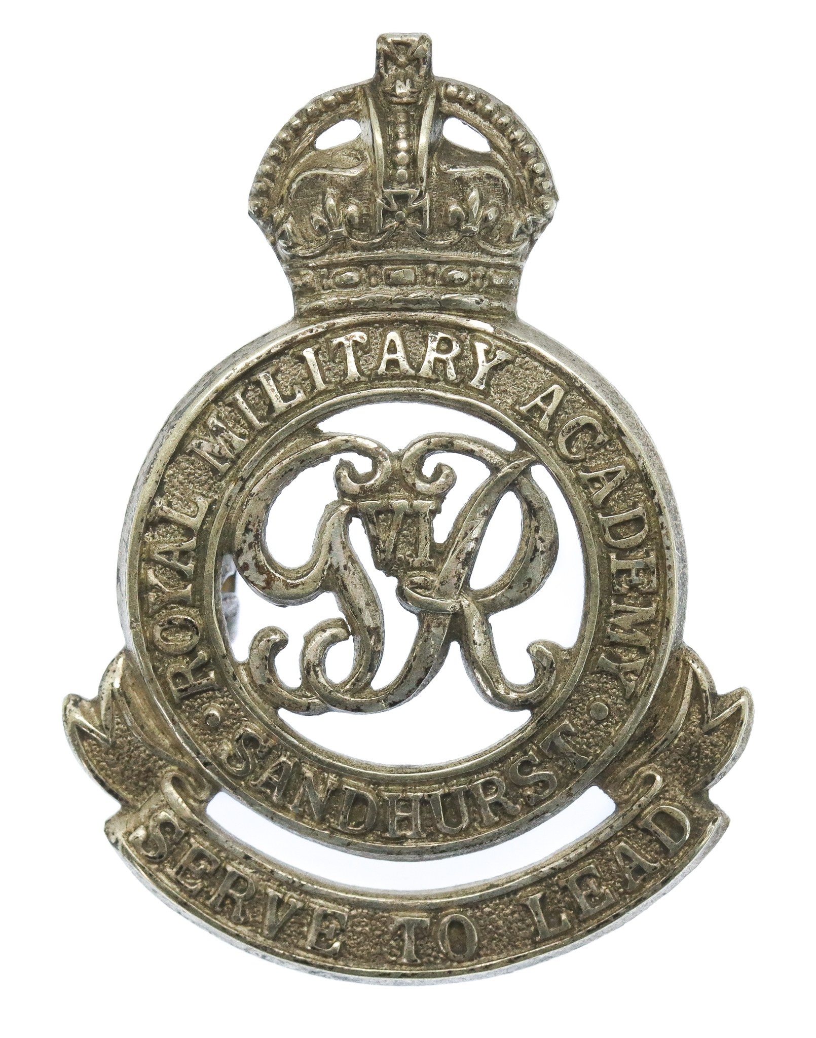 George VI Royal Military Academy Sandhurst Silvered Cap Badge