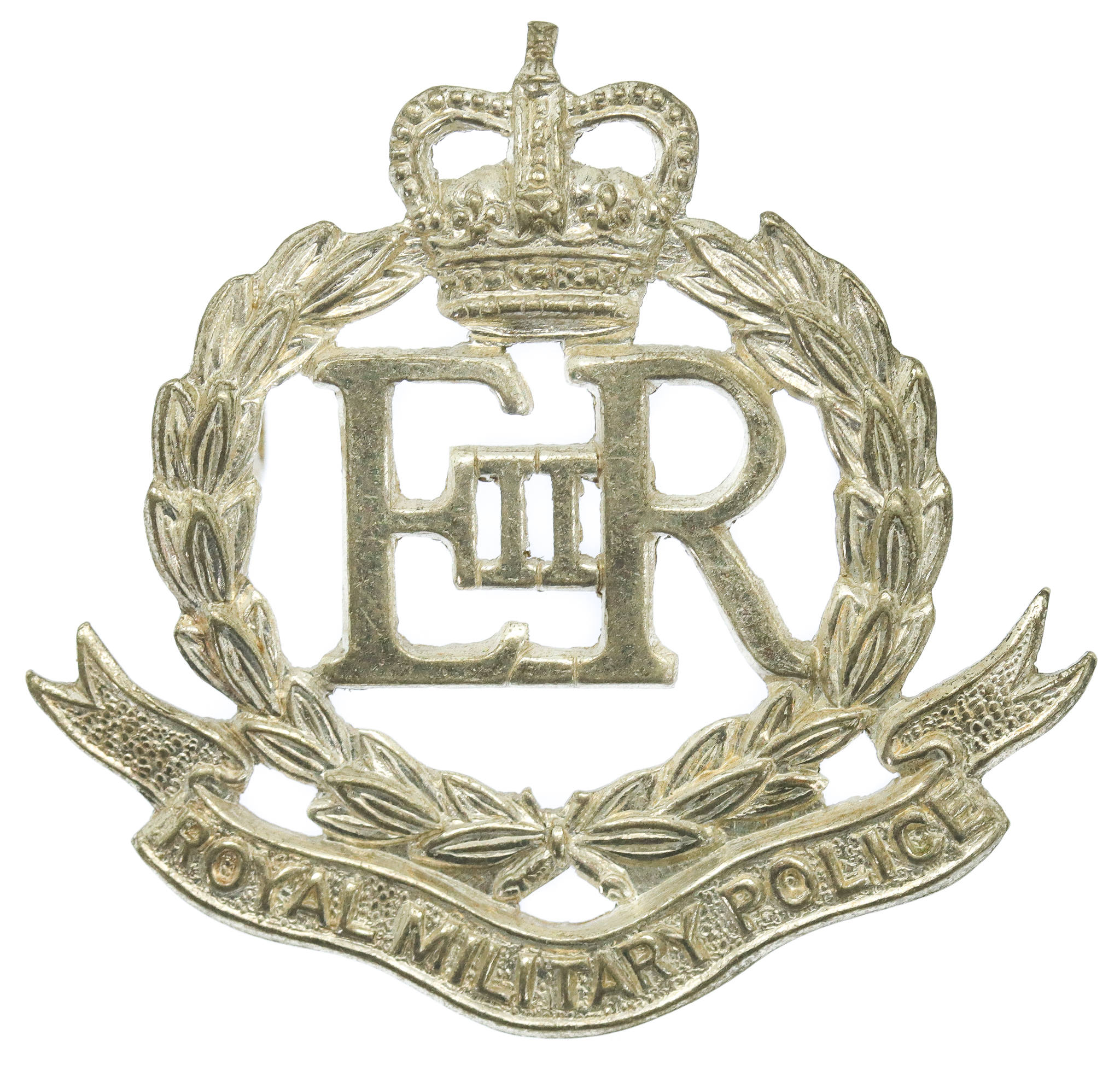EIIR Royal Military Police (R.M.P.) Officer's Silvered Cap Badge