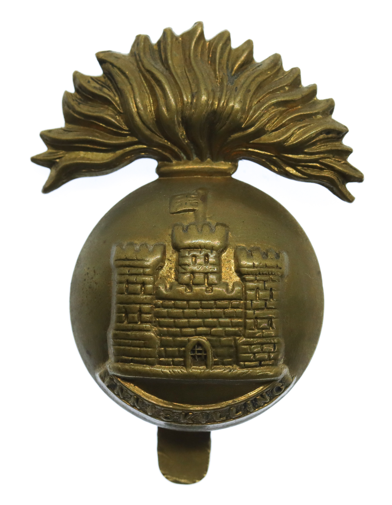 Royal Inniskilling Fusiliers WW1 All Brass Economy Cap Badge