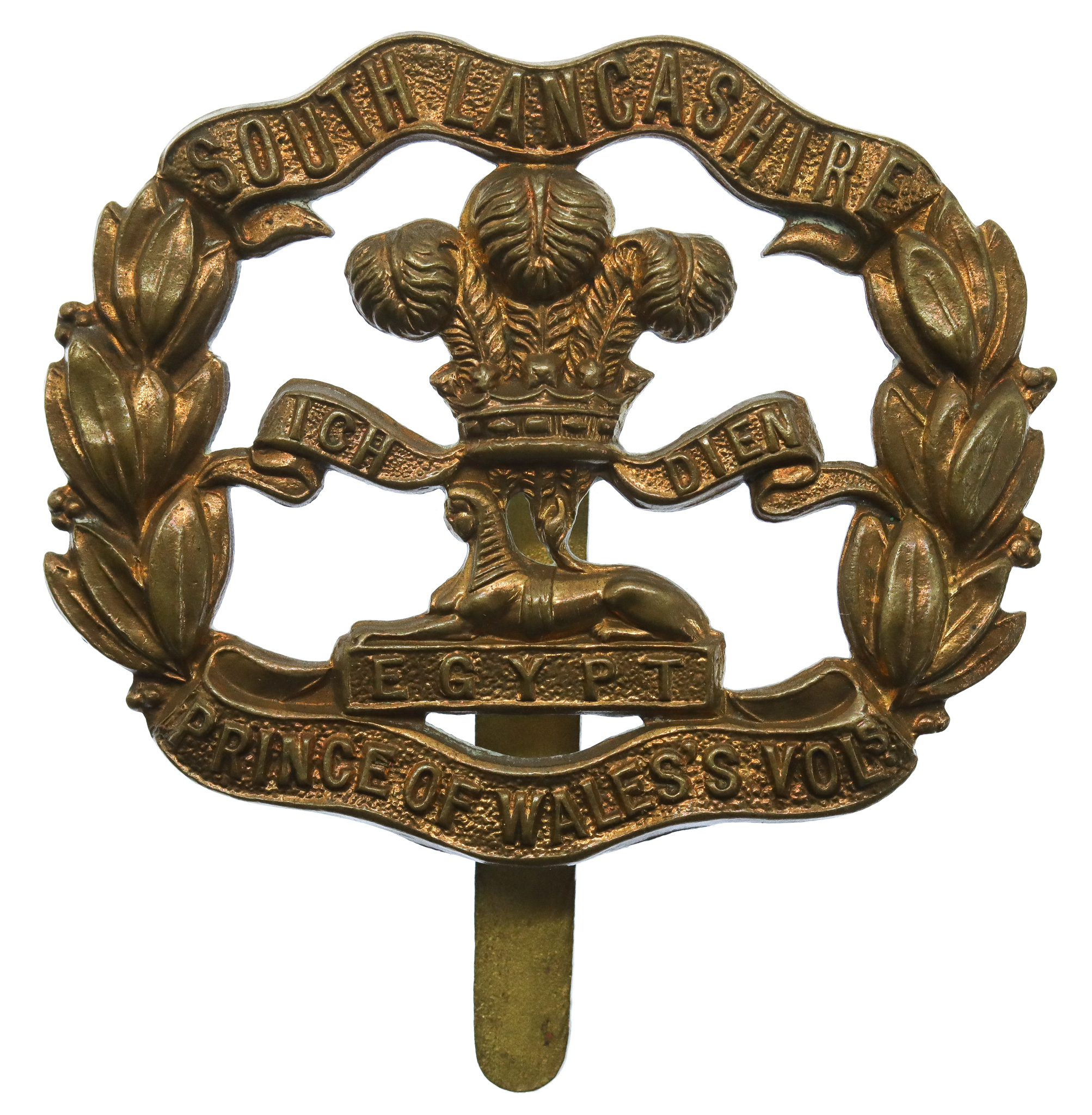 South Lancashire Regiment WW1 All Brass Economy Cap Badge