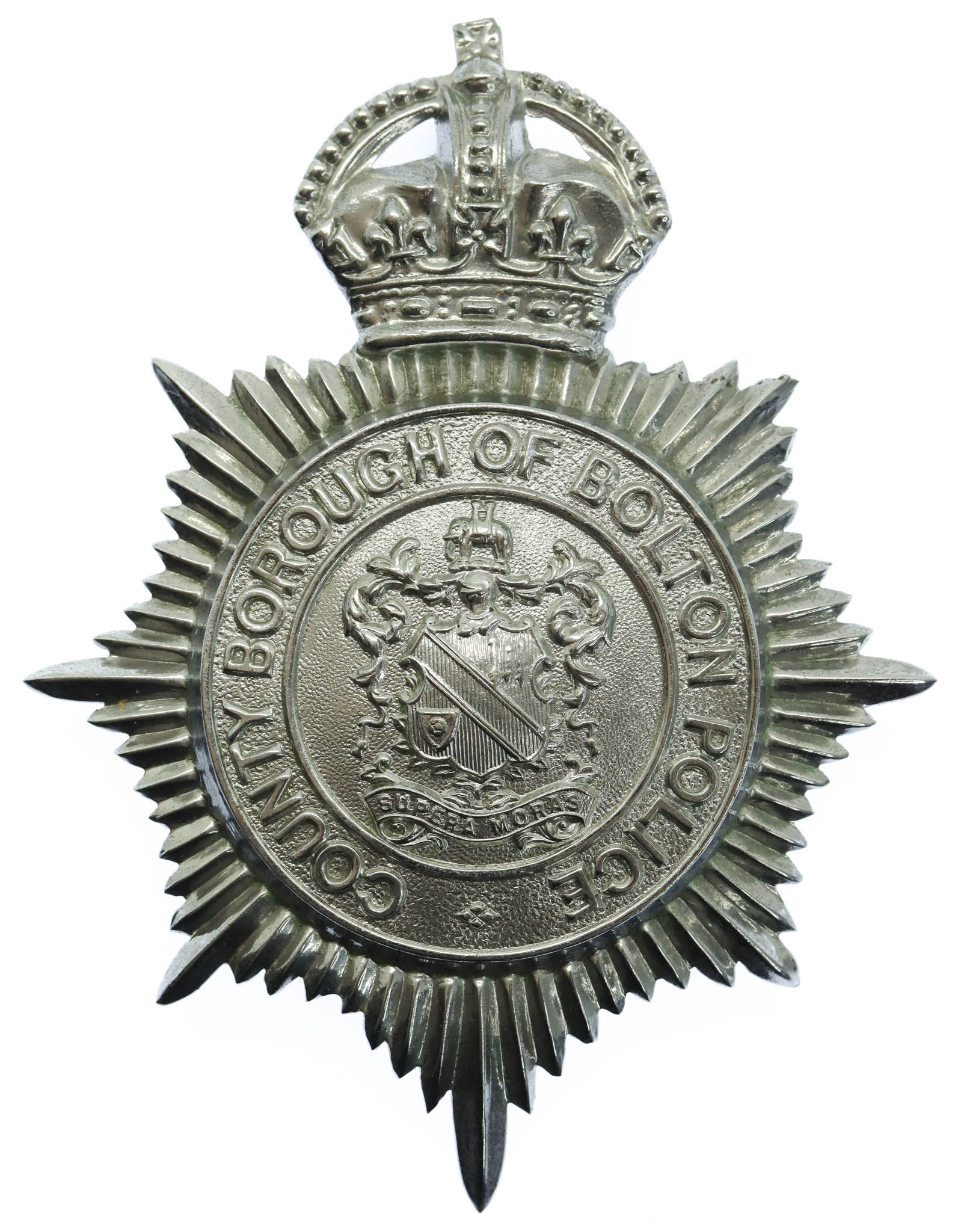 County Borough of Bolton Police Helmet Plate - King's Crown