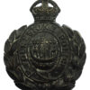 Folkestone Borough Police Black Wreath Helmet Plate - King's Crown