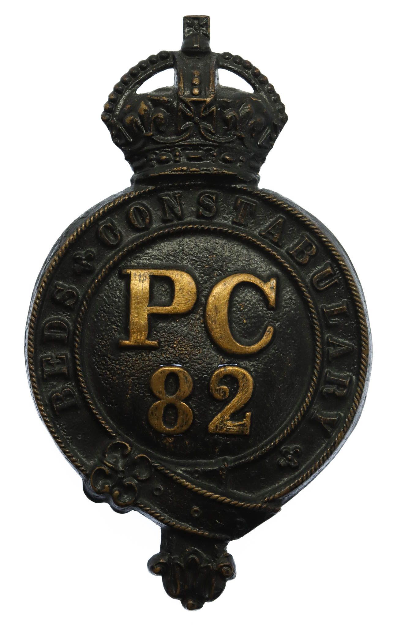 Bedfordshire Constabulary Constables Helmet Plate - King's Crown