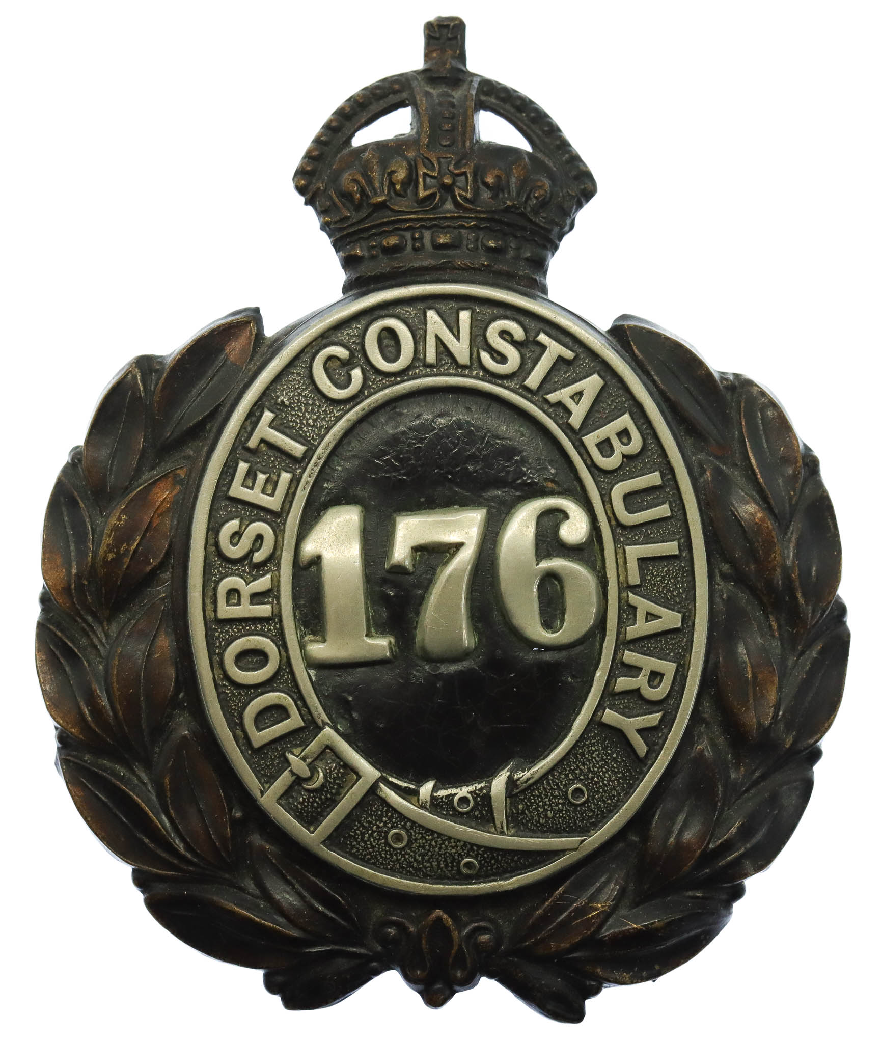 Dorset Constabulary Wreath Helmet Plate - King's Crown