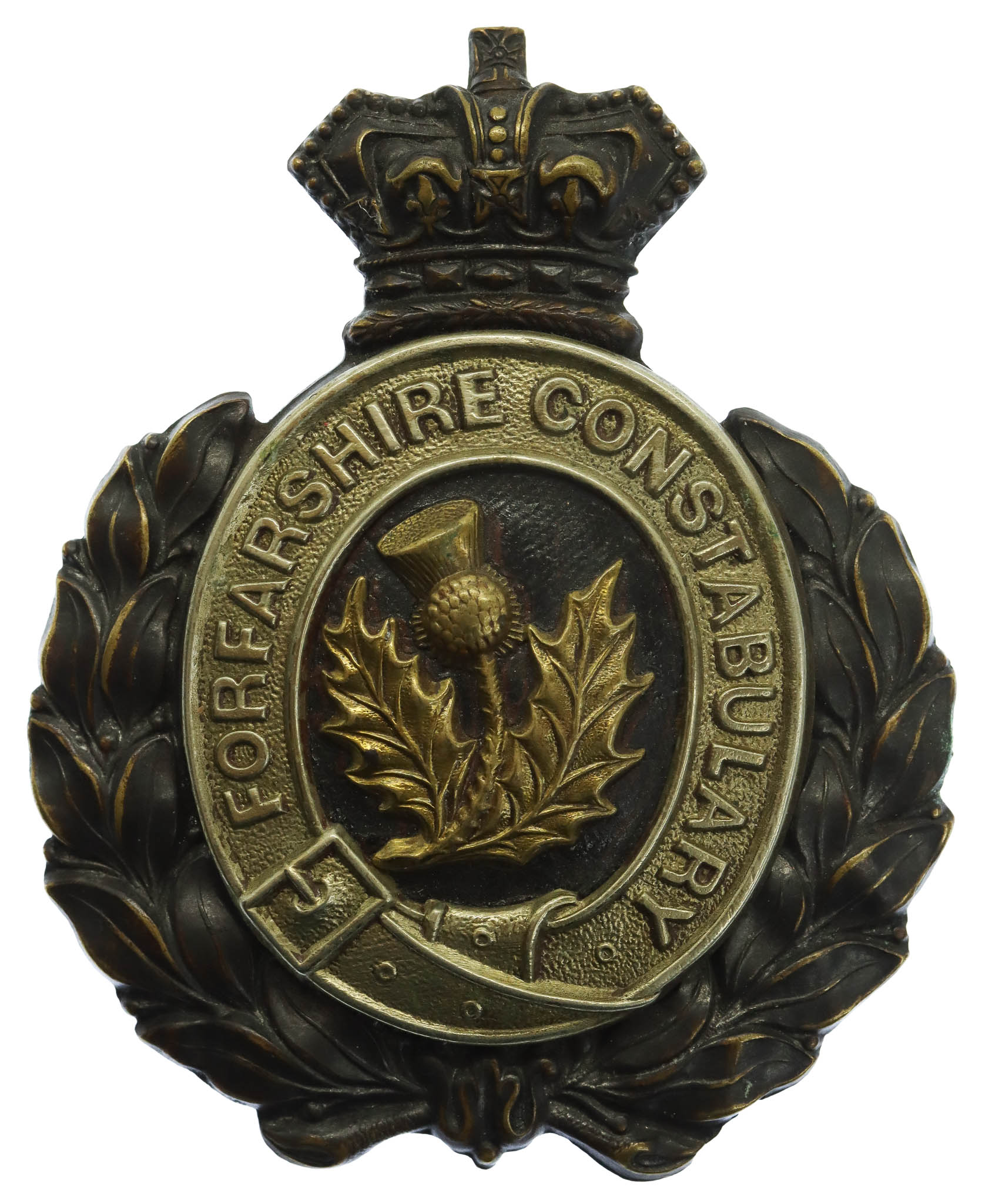 Victorian Forfarshire Constabulary Wreath Helmet Plate