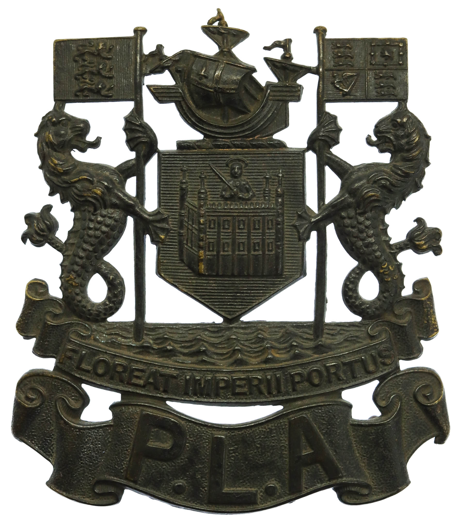 Port of London Authority Police Blackened Brass Helmet Plate