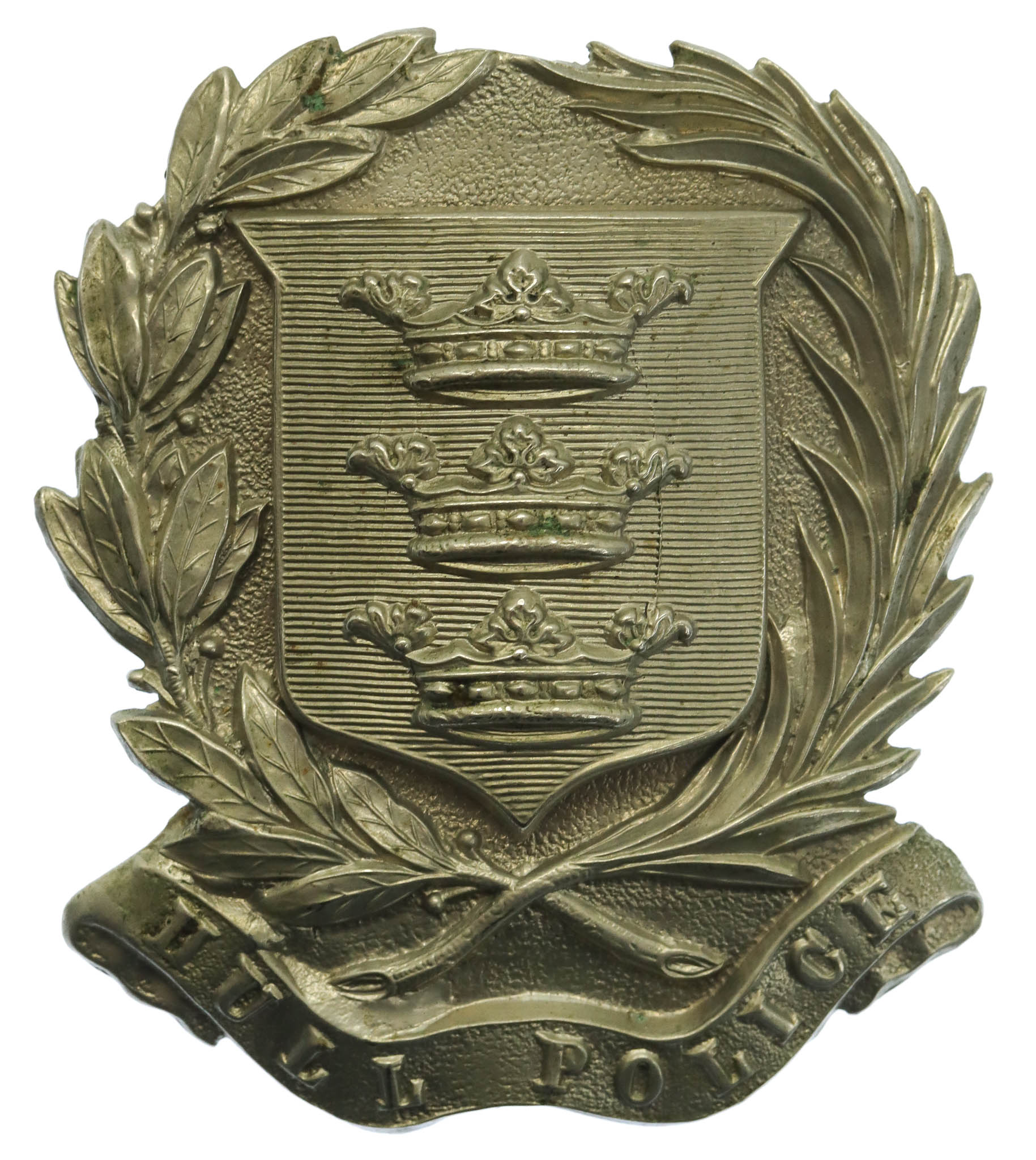 Victorian Hull City Police White Metal Helmet Plate