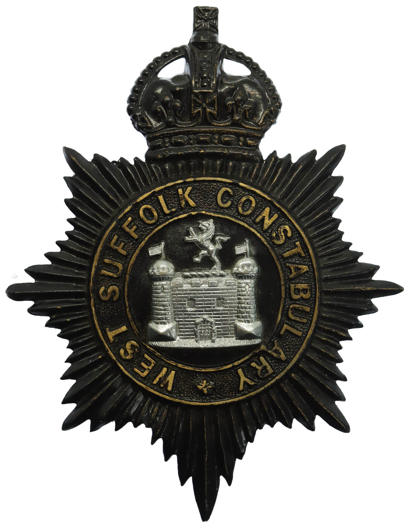 West Suffolk Constabulary Night Helmet Plate - King's Crown