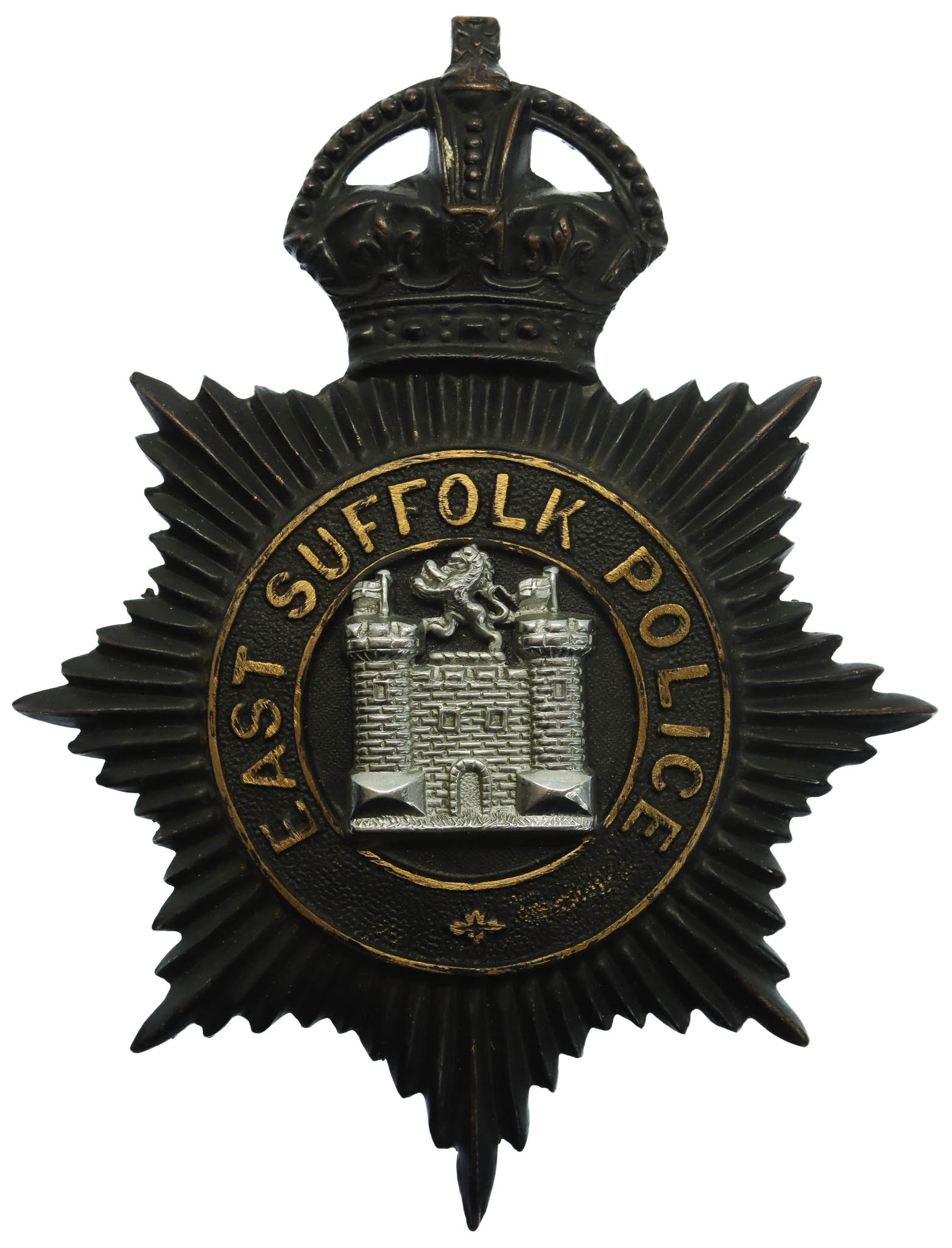 East Suffolk Police Night Helmet Plate - King's Crown