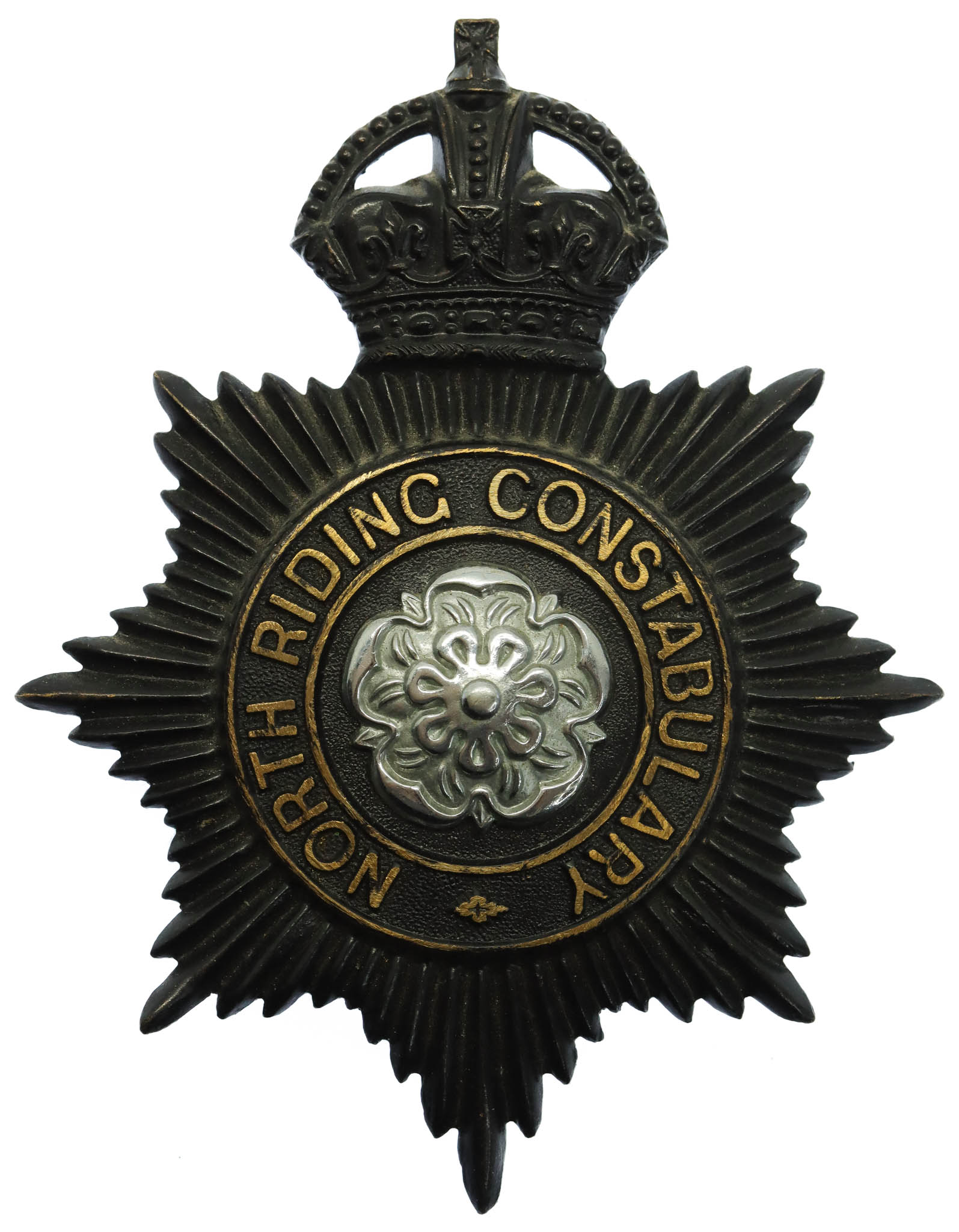 North Riding Constabulary Night Helmet Plate - King's Crown