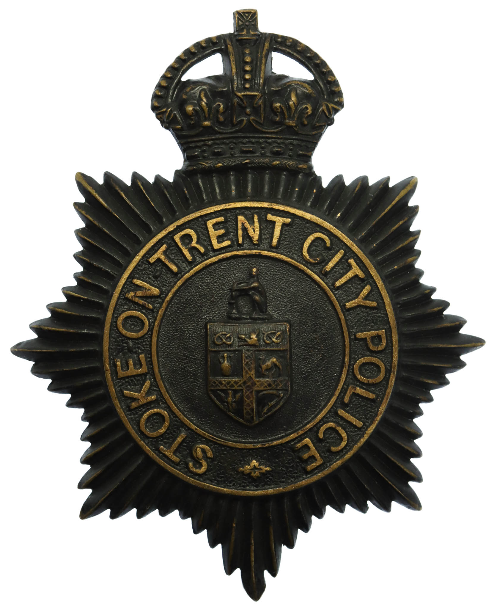 Stoke-on-Trent City Police Night Helmet Plate - King's Crown