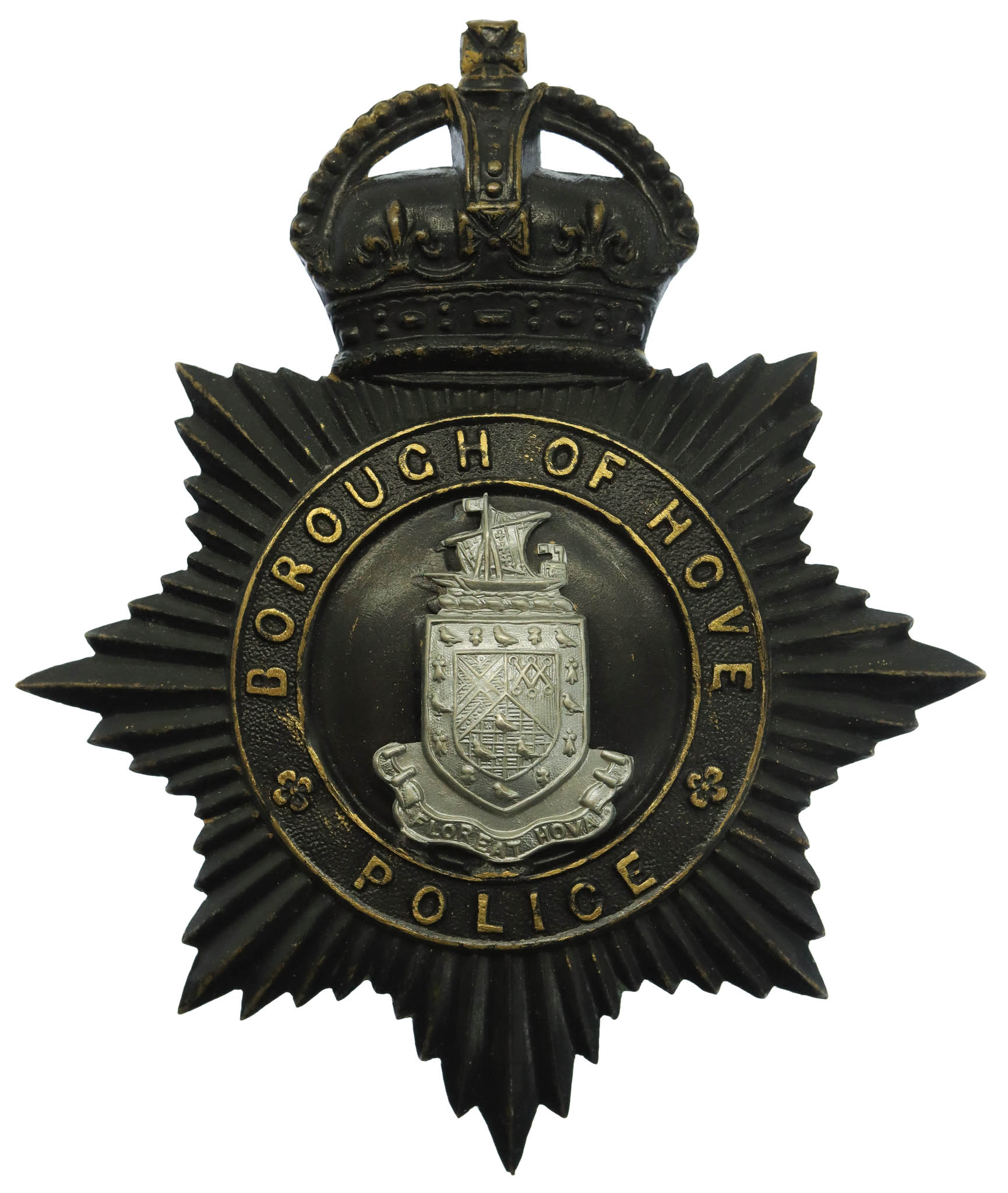 Borough of Hove Police Helmet Plate - King's Crown
