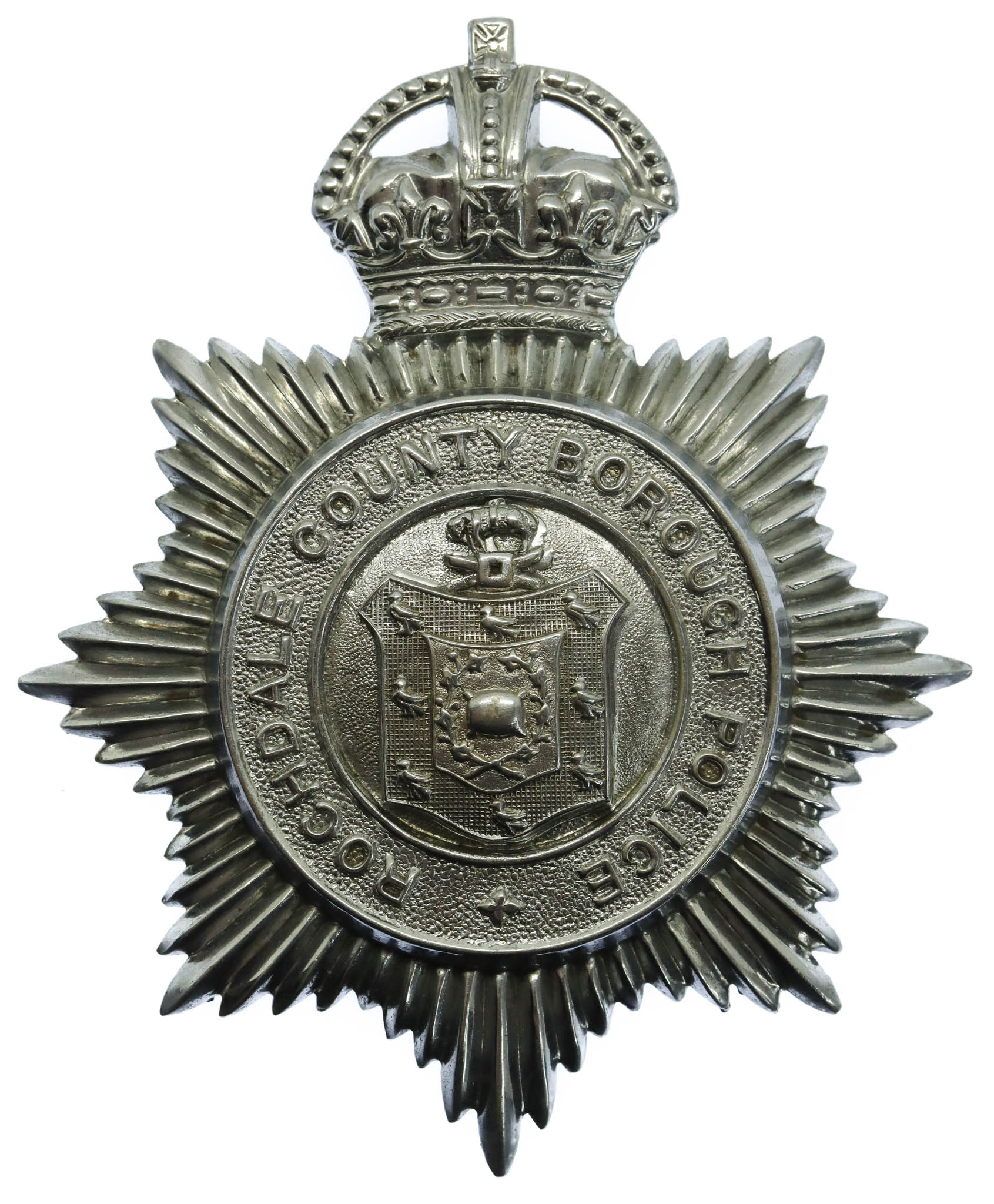 Rochdale County Borough Police Helmet Plate - King's Crown