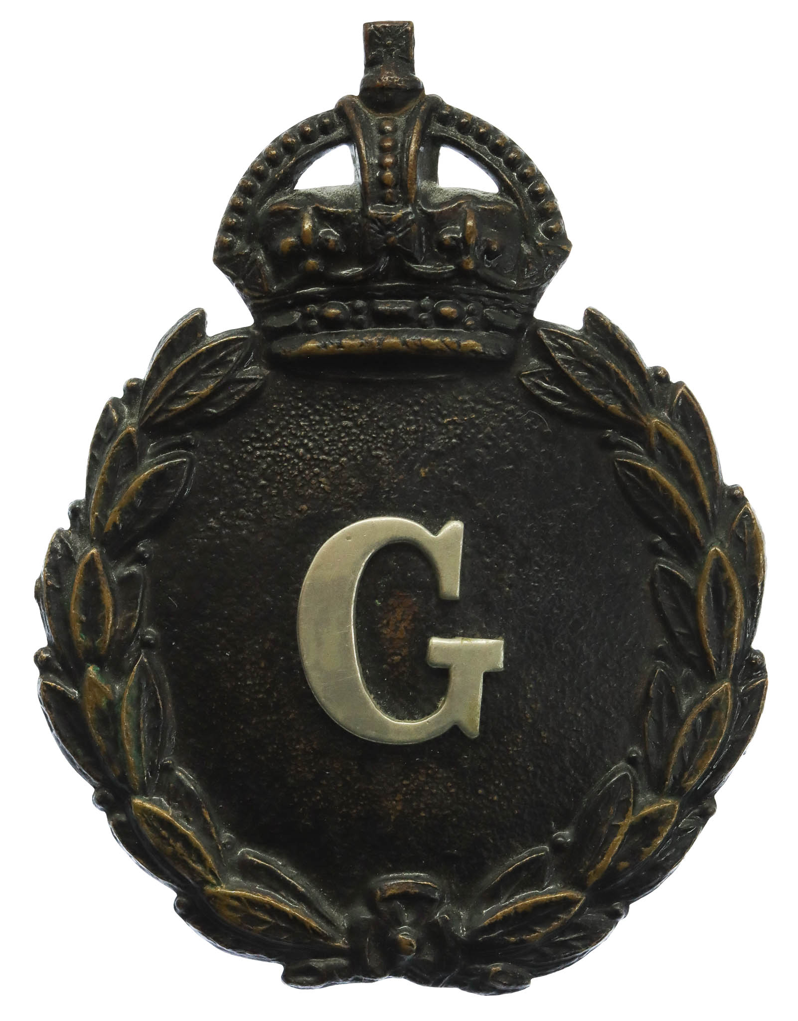 Gloucestershire Constabulary Black Wreath Helmet Plate - King's Crown