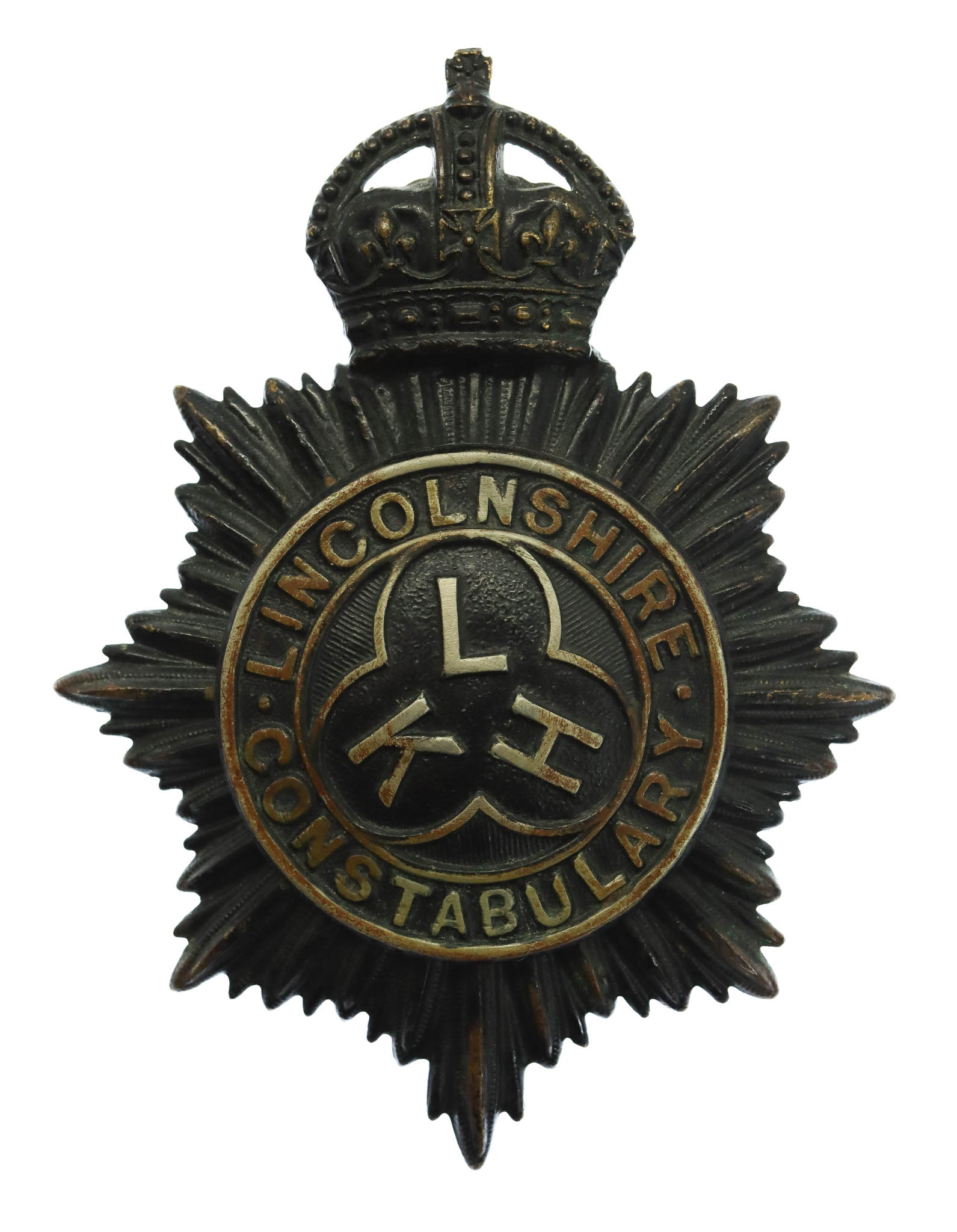 Lincolnshire Constabulary Helmet Plate - King's Crown