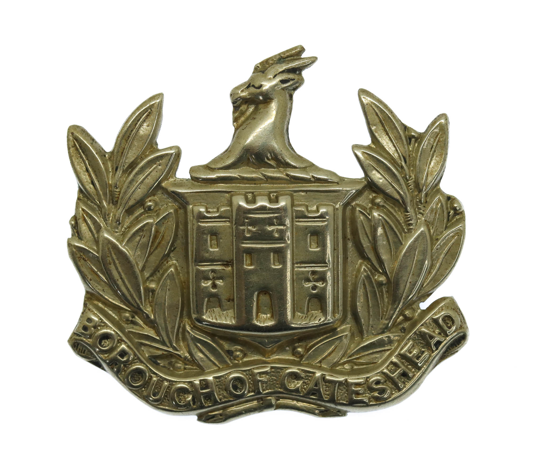 Gateshead Borough Police Small Coat of Arms Helmet Plate