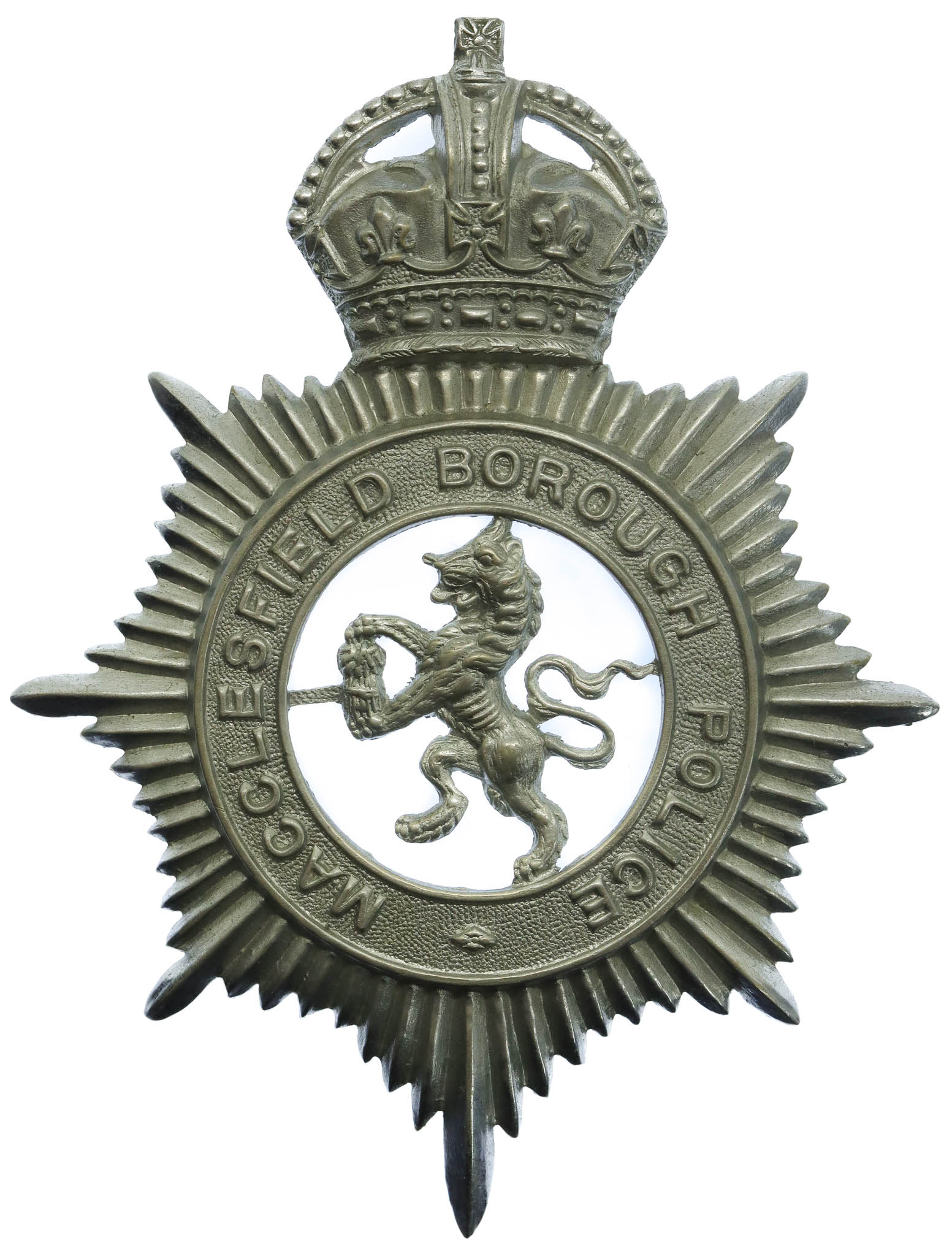 Macclesfield Borough Police Helmet Plate - King's Crown
