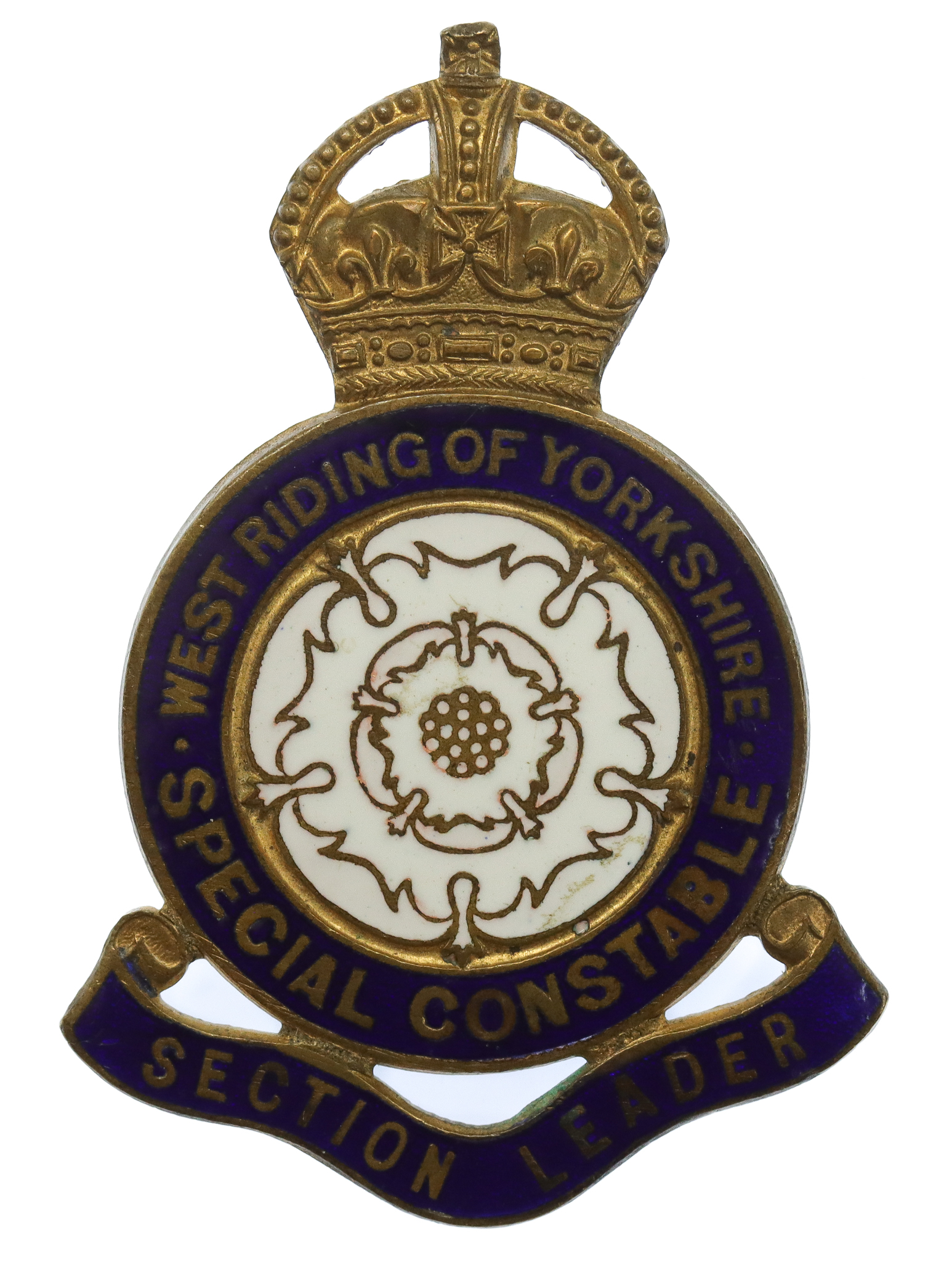 West Riding of Yorkshire Special Constabulary Section Leader Enamelled Lapel Badge - King's Crown