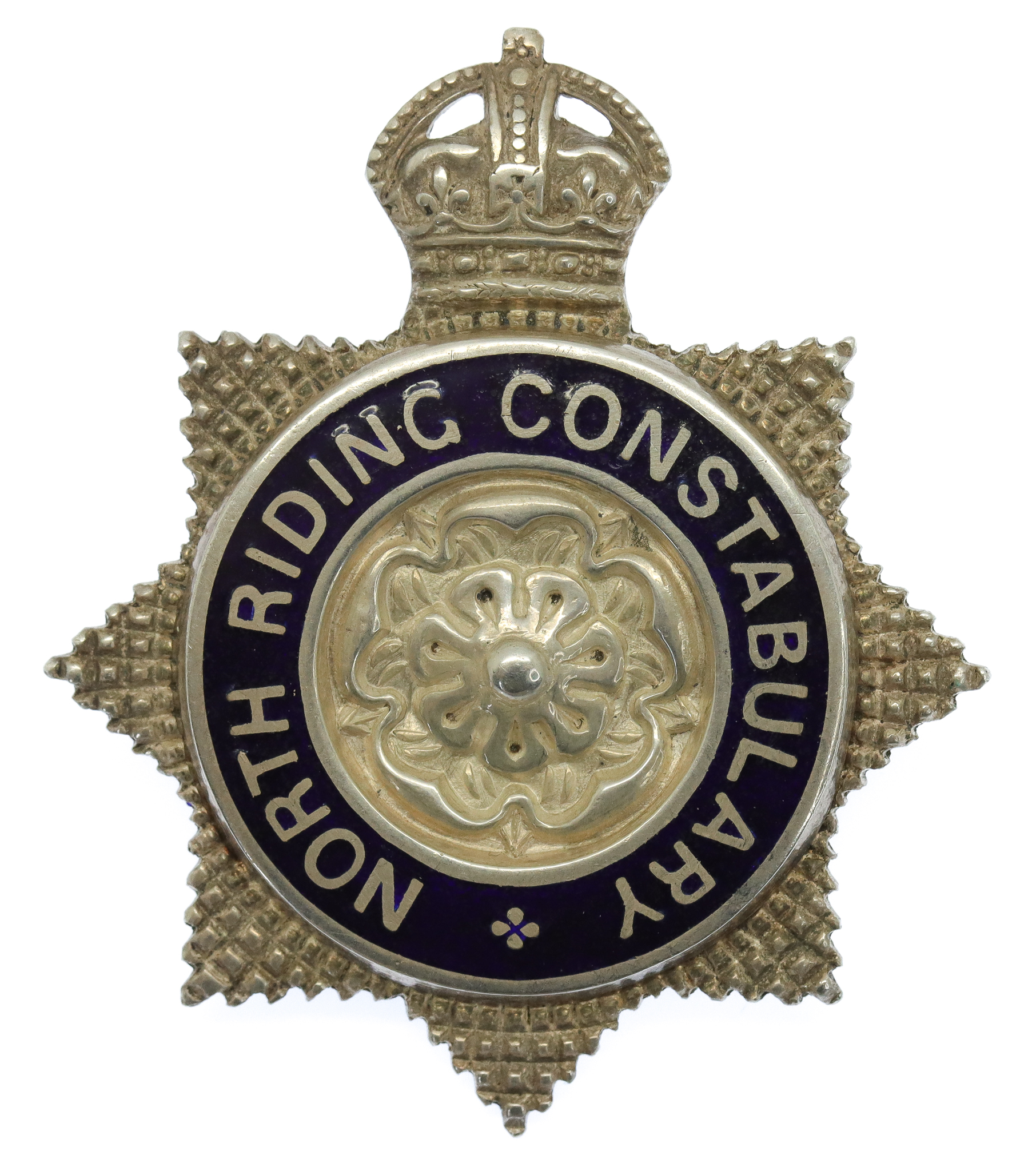North Riding Constabulary Senior Officer's Silver & Enamel Cap Badge - King's Crown