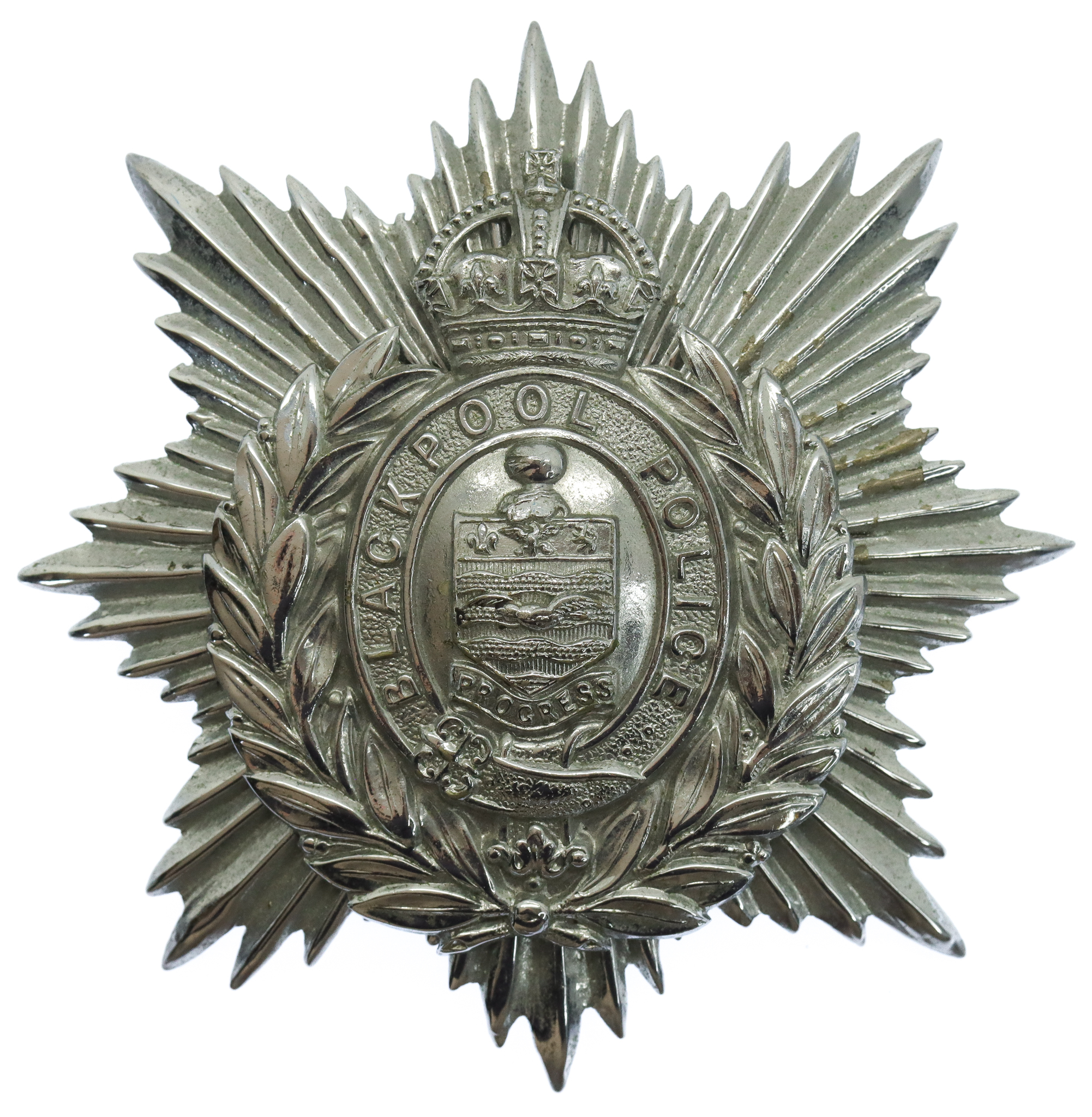 Blackpool Police Chrome Helmet Plate - King's Crown