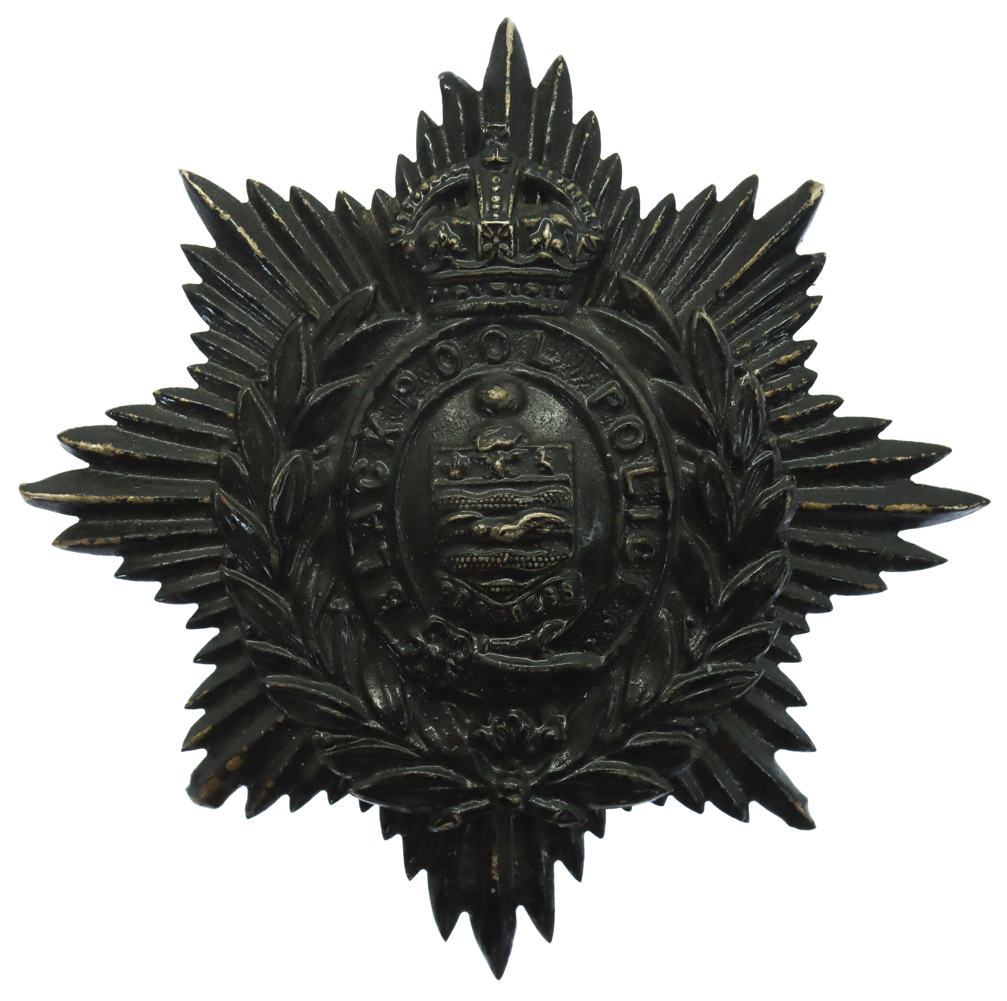 Blackpool Police Night Helmet Plate - King's Crown