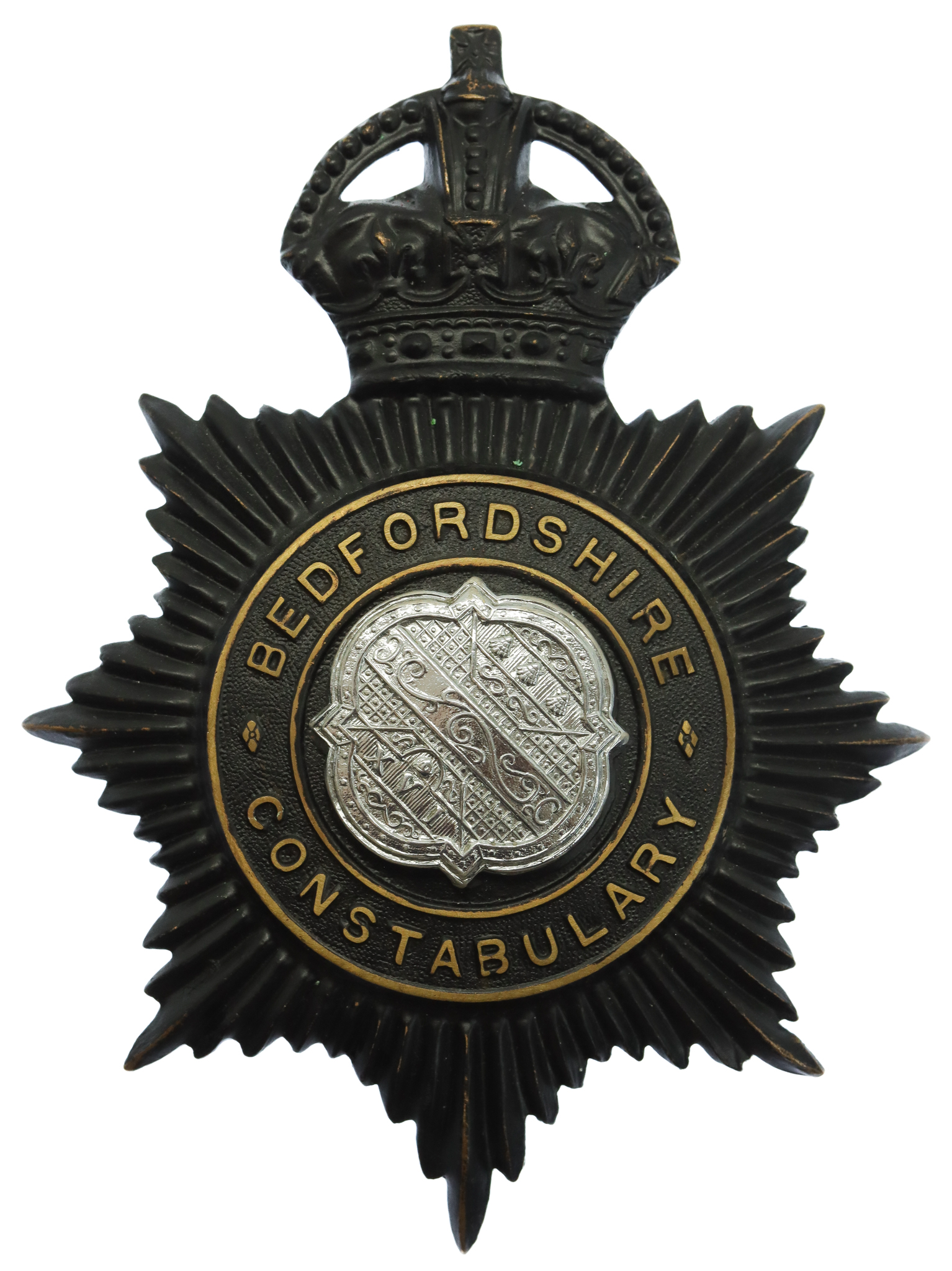 Bedfordshire Constabulary Night Helmet Plate - King's Crown