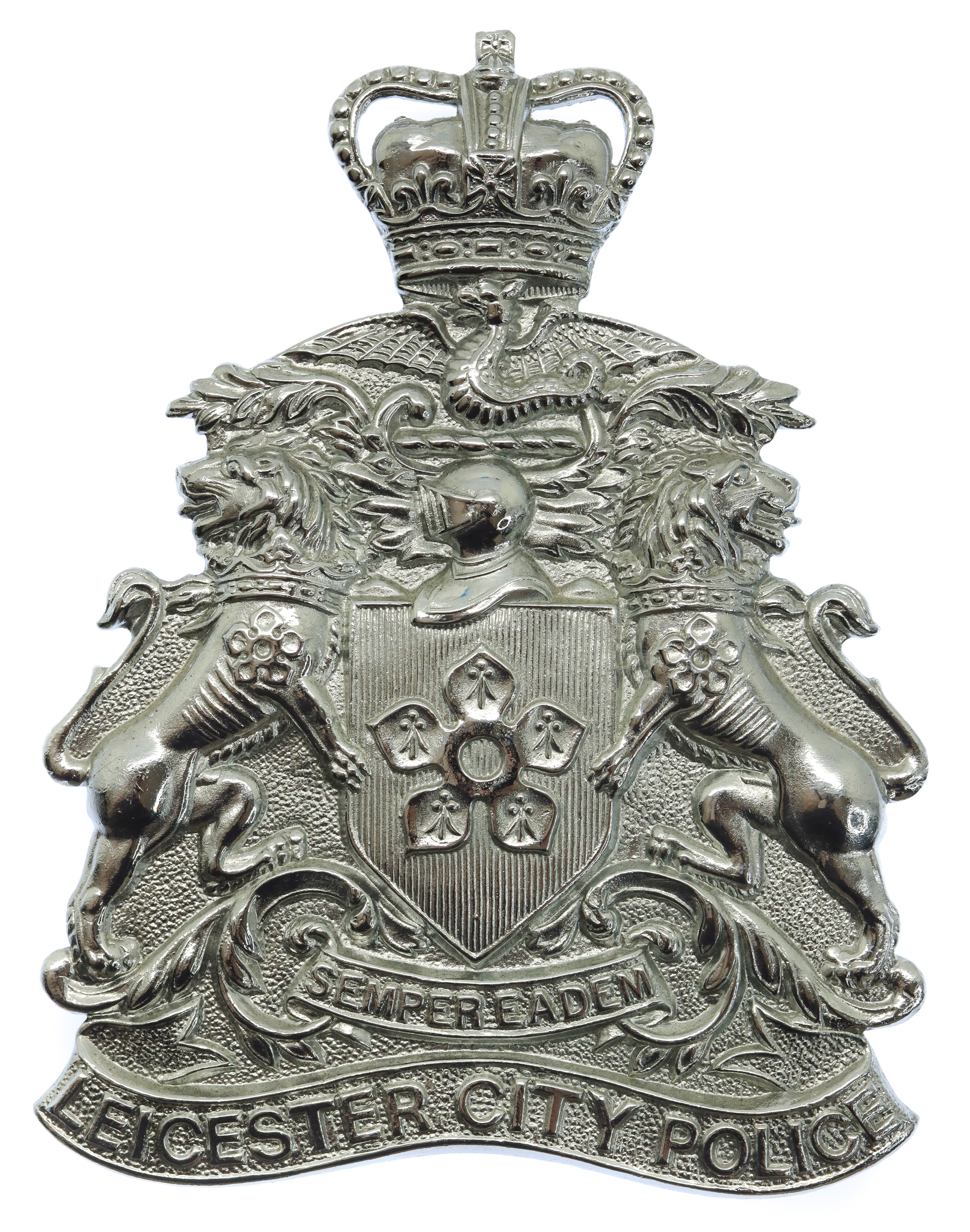 Leicester City Police Helmet Plate - Queen's Crown