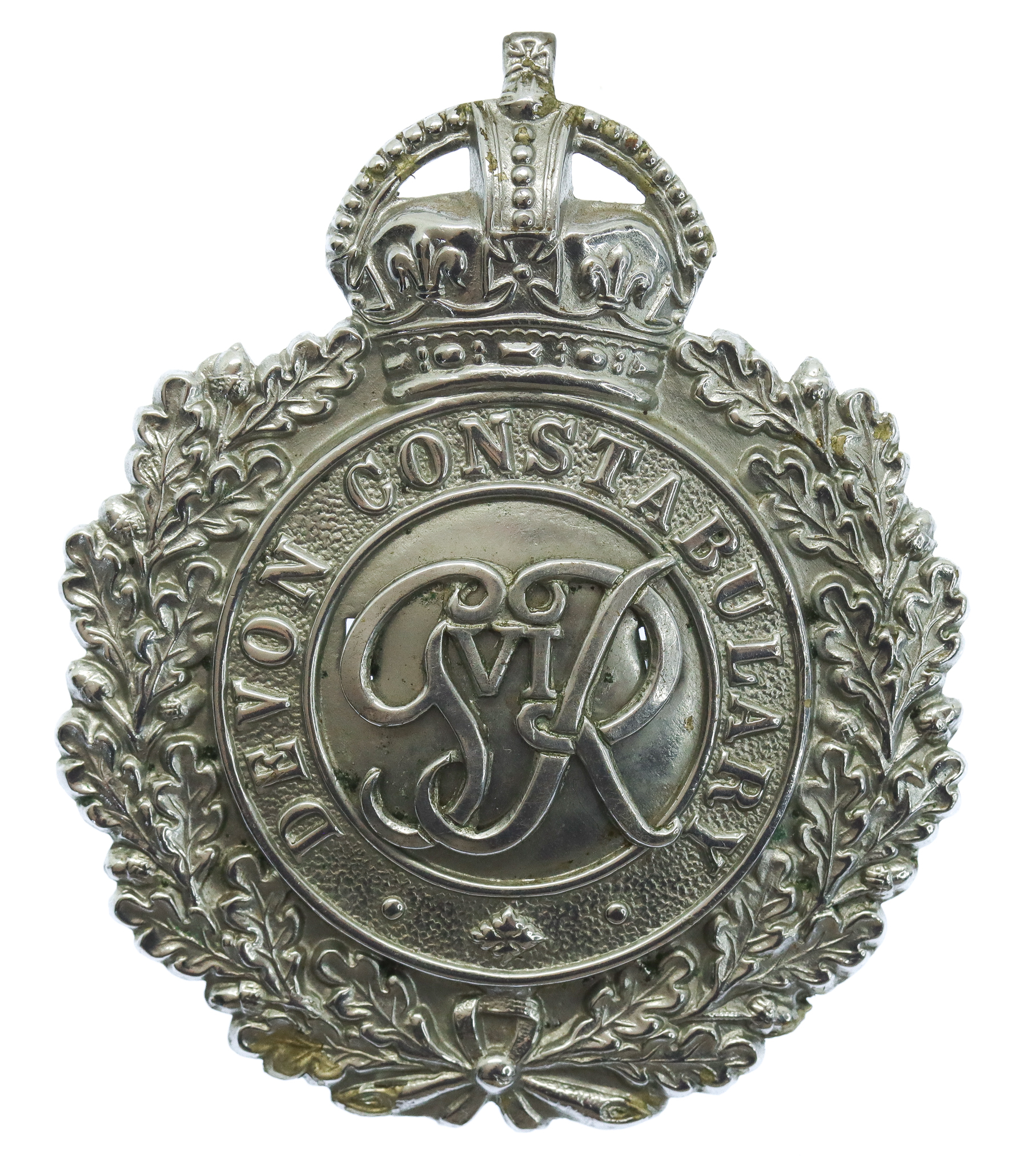 George VI Devon Constabulary Wreath Helmet Plate