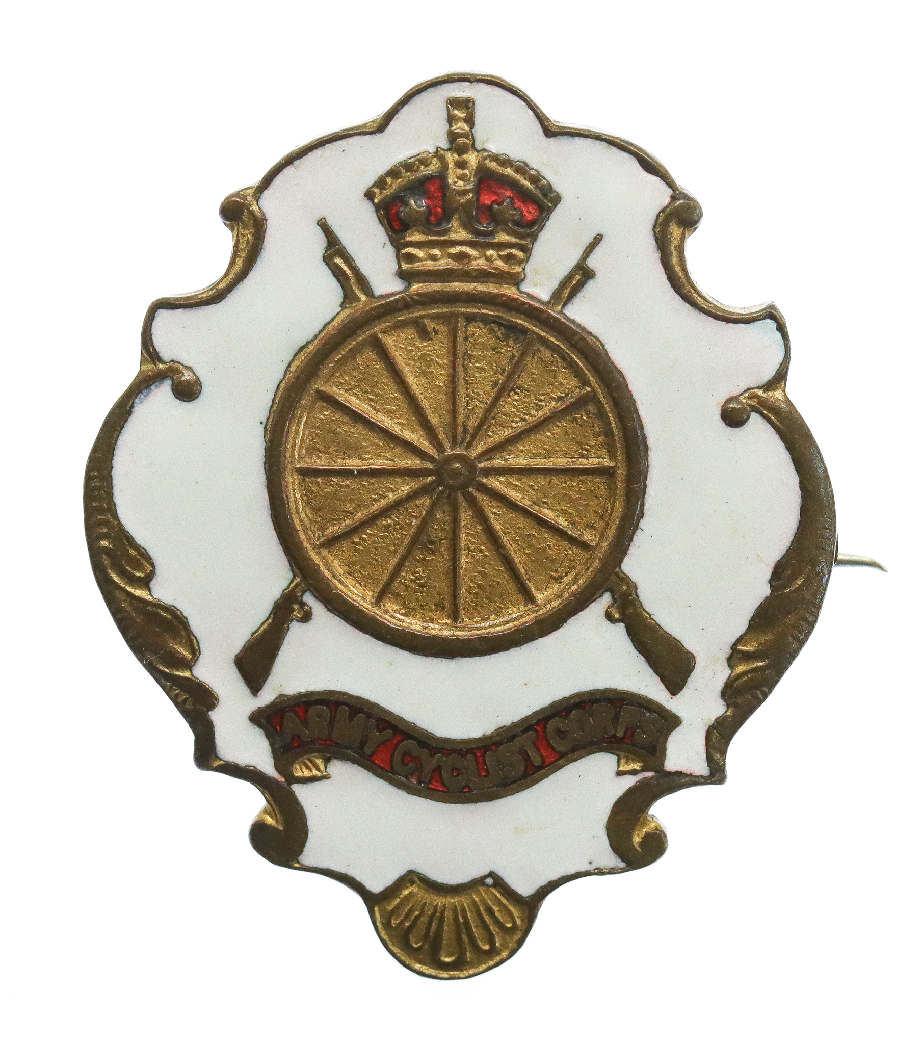 WW1 Army Cyclist Corps Enamelled Sweetheart Brooch