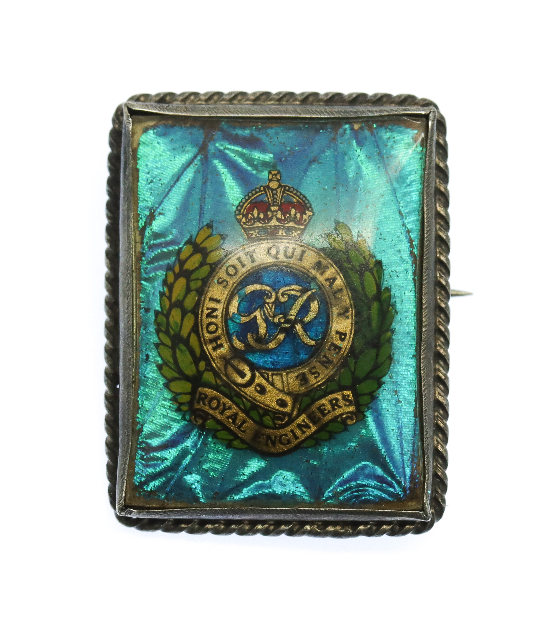 George V Royal Engineers Sterling Silver Sweetheart Brooch