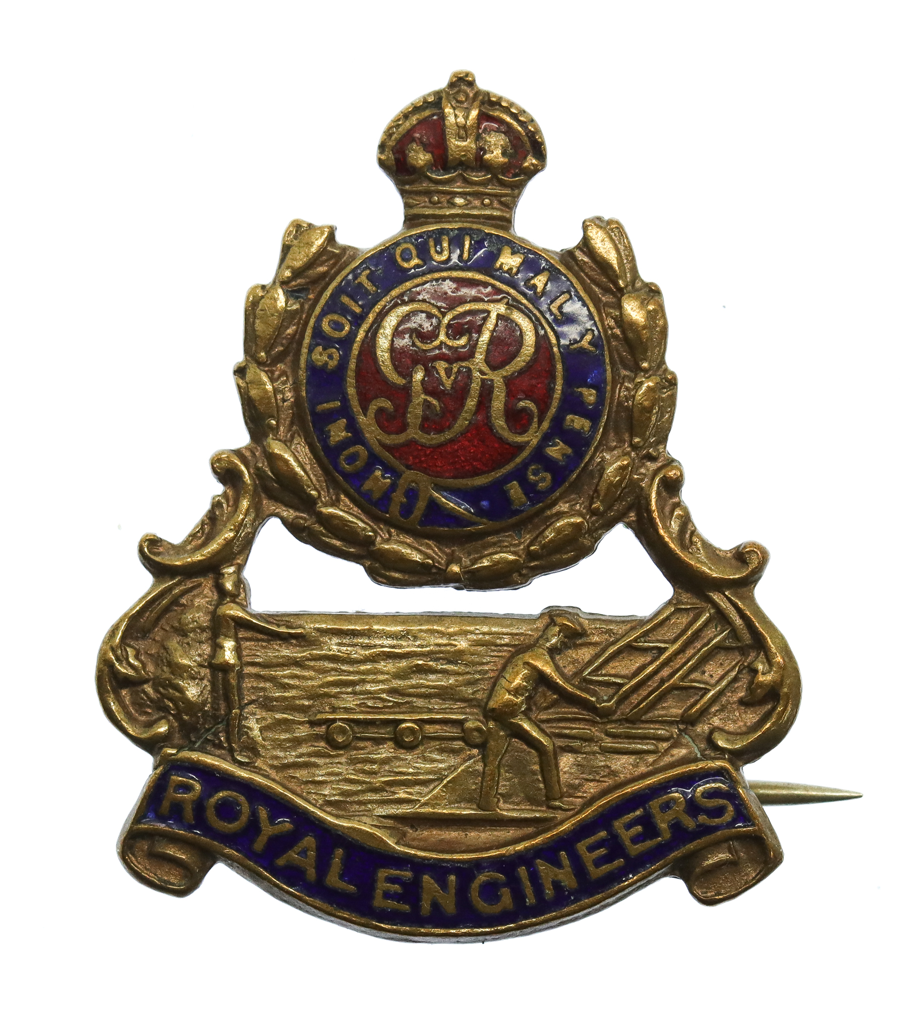 George V Royal Engineers Enamelled Sweetheart Brooch