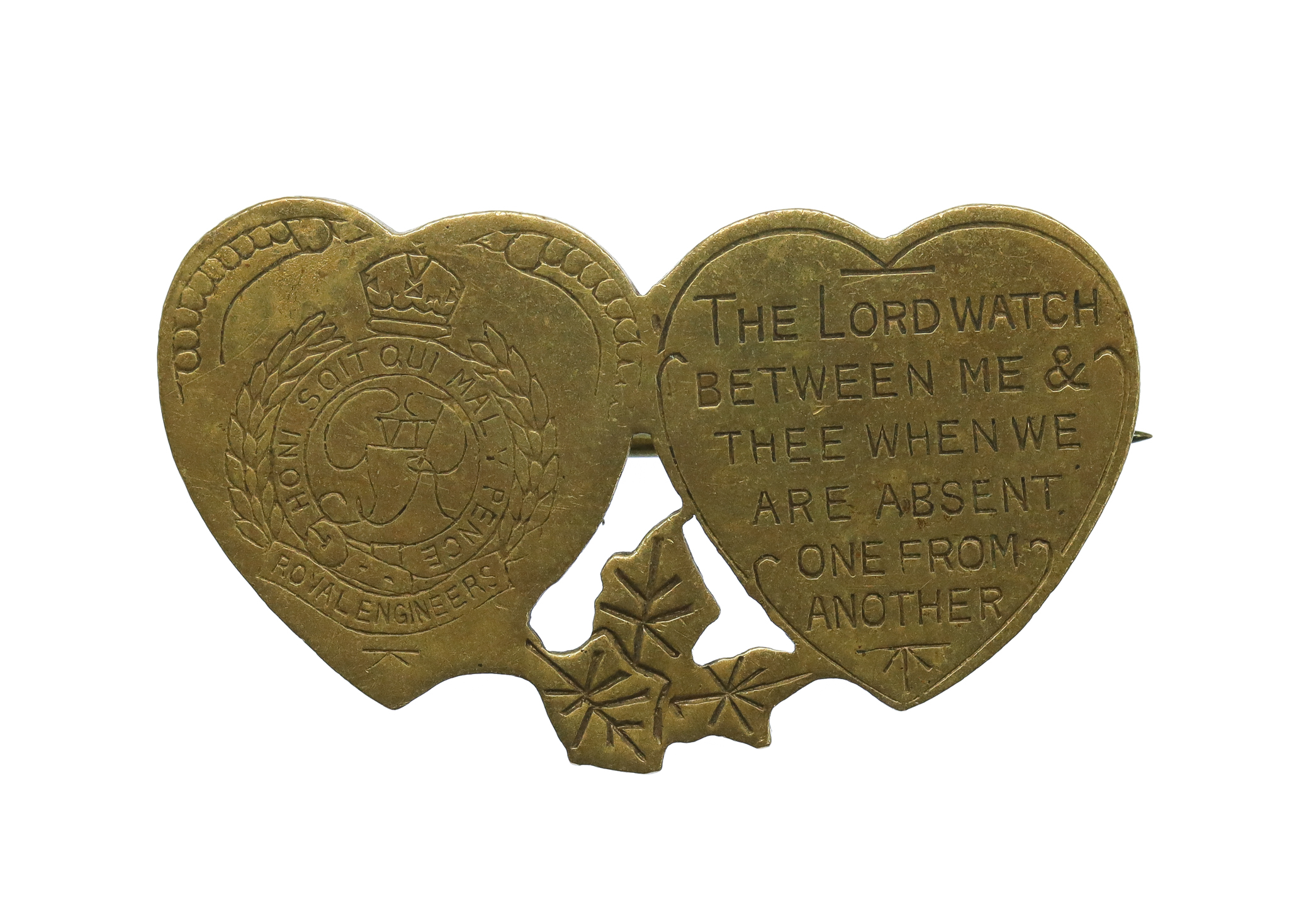 George VI Royal Engineers Mizpah Hearts Sweetheart Brooch