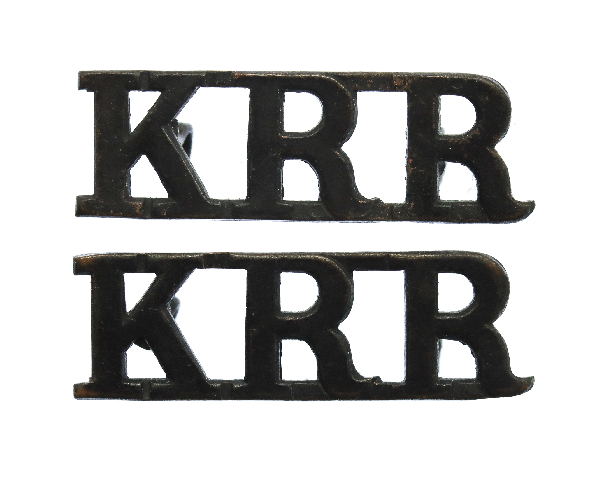 Pair of King's Royal Rifle Corps (K.R.R.) Shoulder Titles